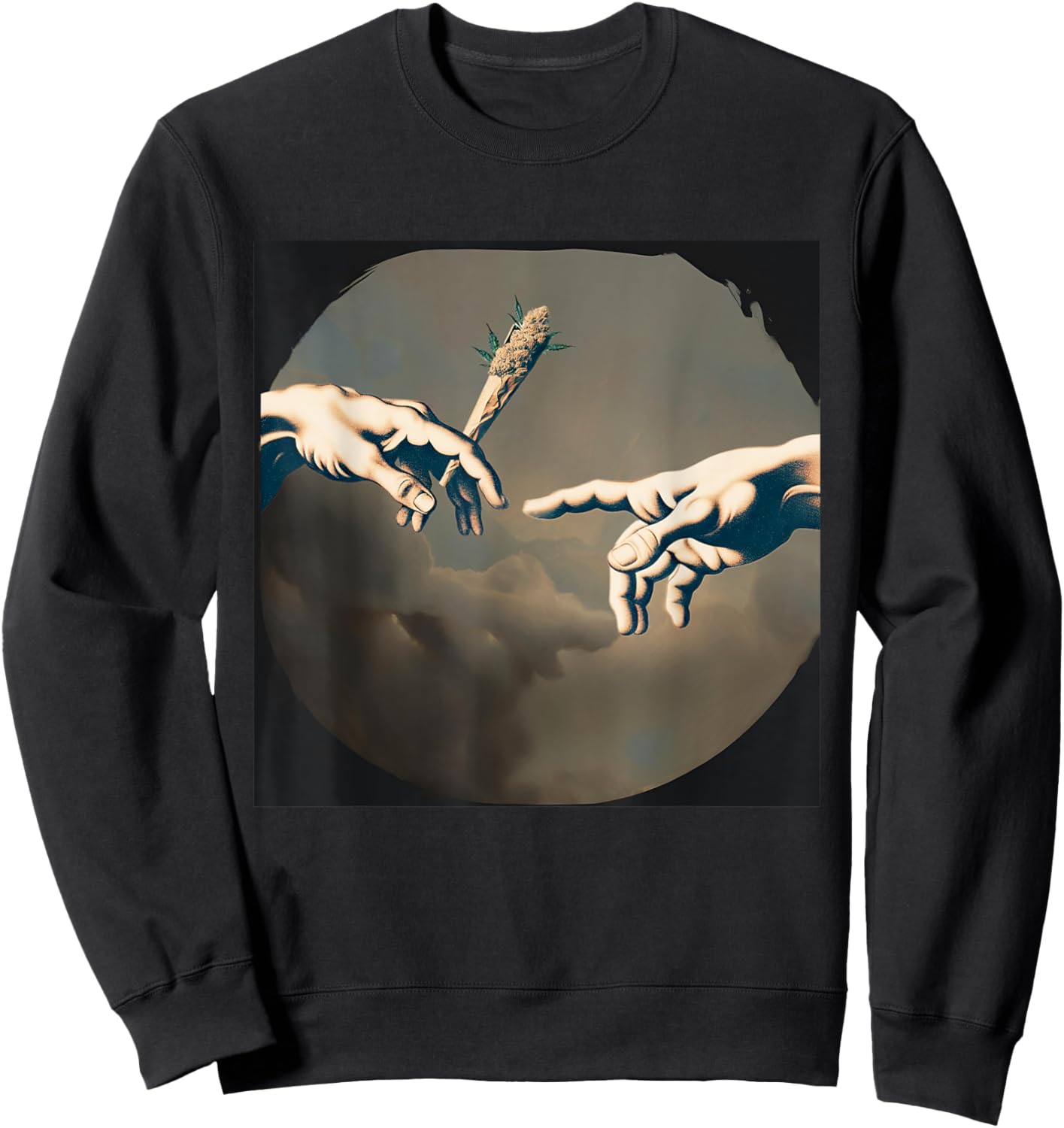 Creation of Adam's Pass the Joint Cannabis Weed 420 Bong Grass Sweatshirt - Sweatshirt | Black