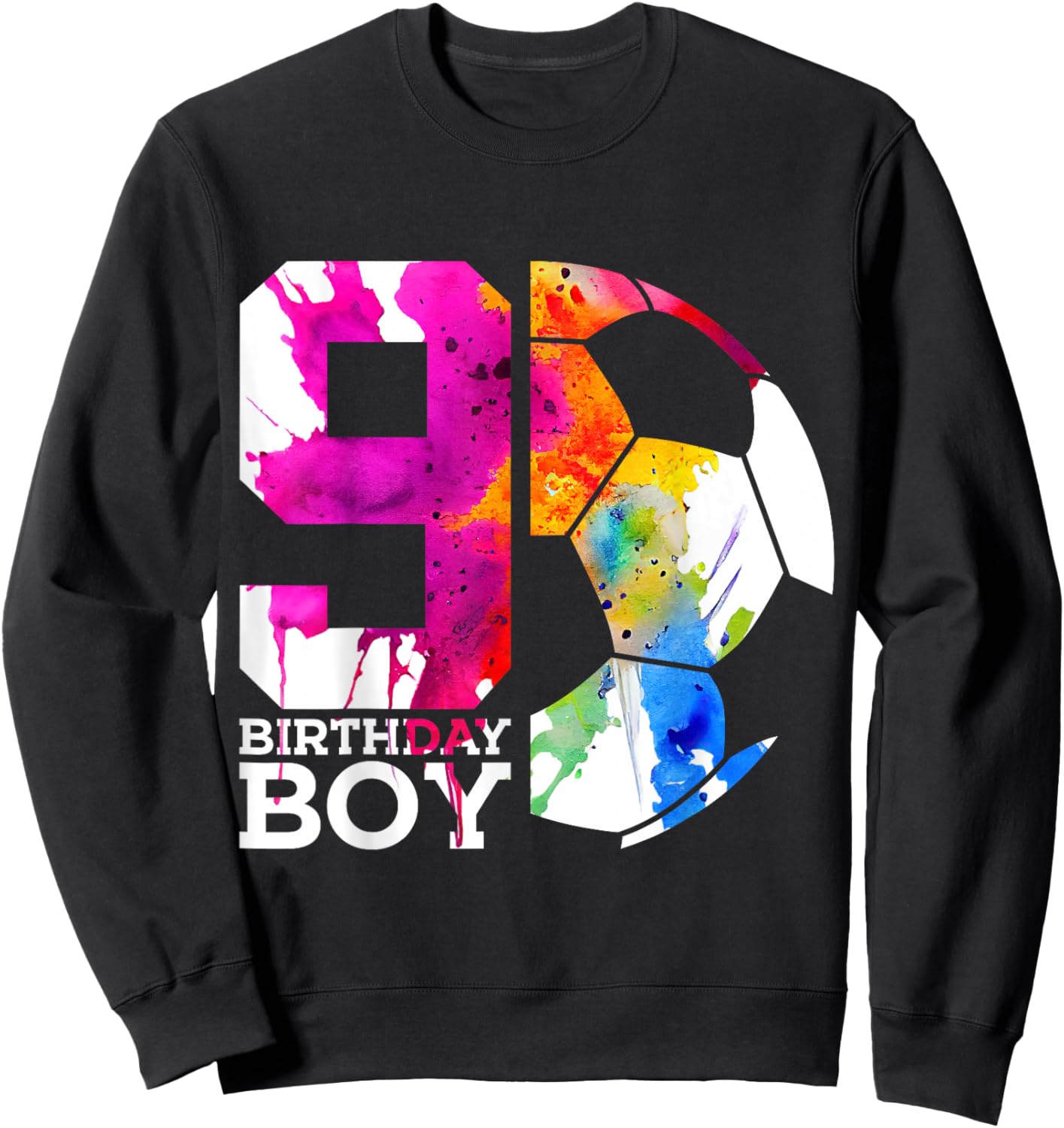 9 Birthday Boy Soccer 9th Birthday Sweatshirt - Sweatshirt | Black