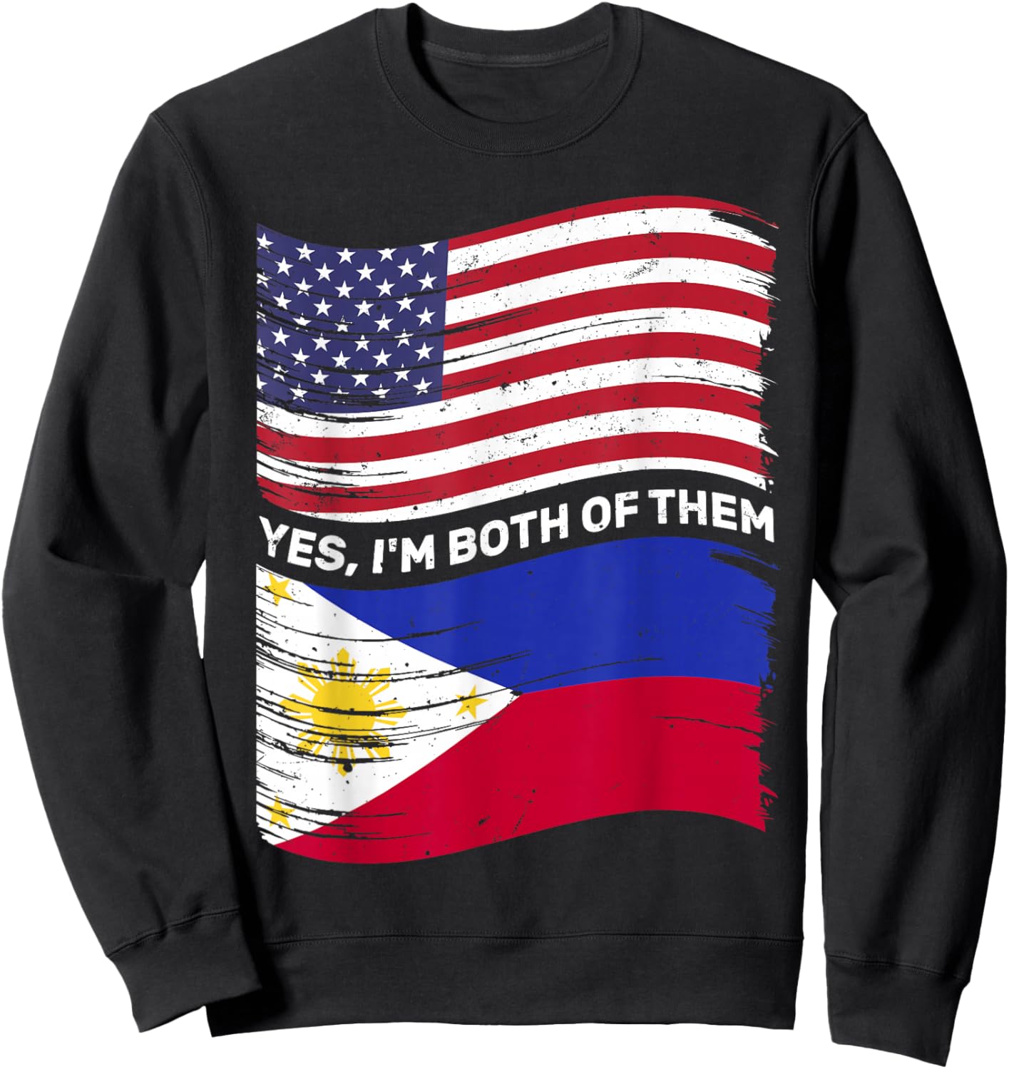 Half American Half Filipino USA Philippines Flag Mixed Kids Sweatshirt - Sweatshirt | Black