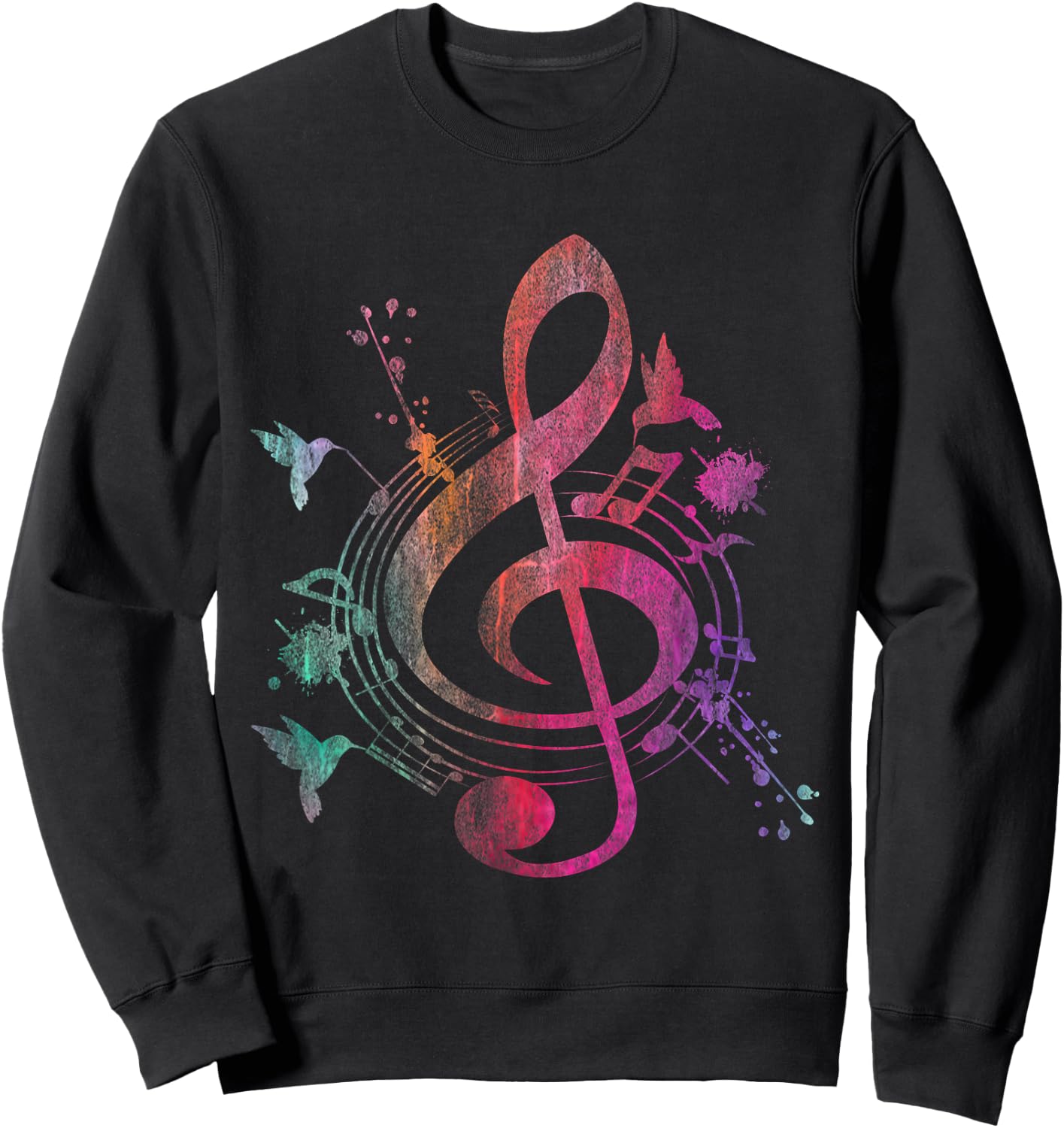 Music Musical Instrument Birds Treble Clef Sweatshirt - Sweatshirt | Black