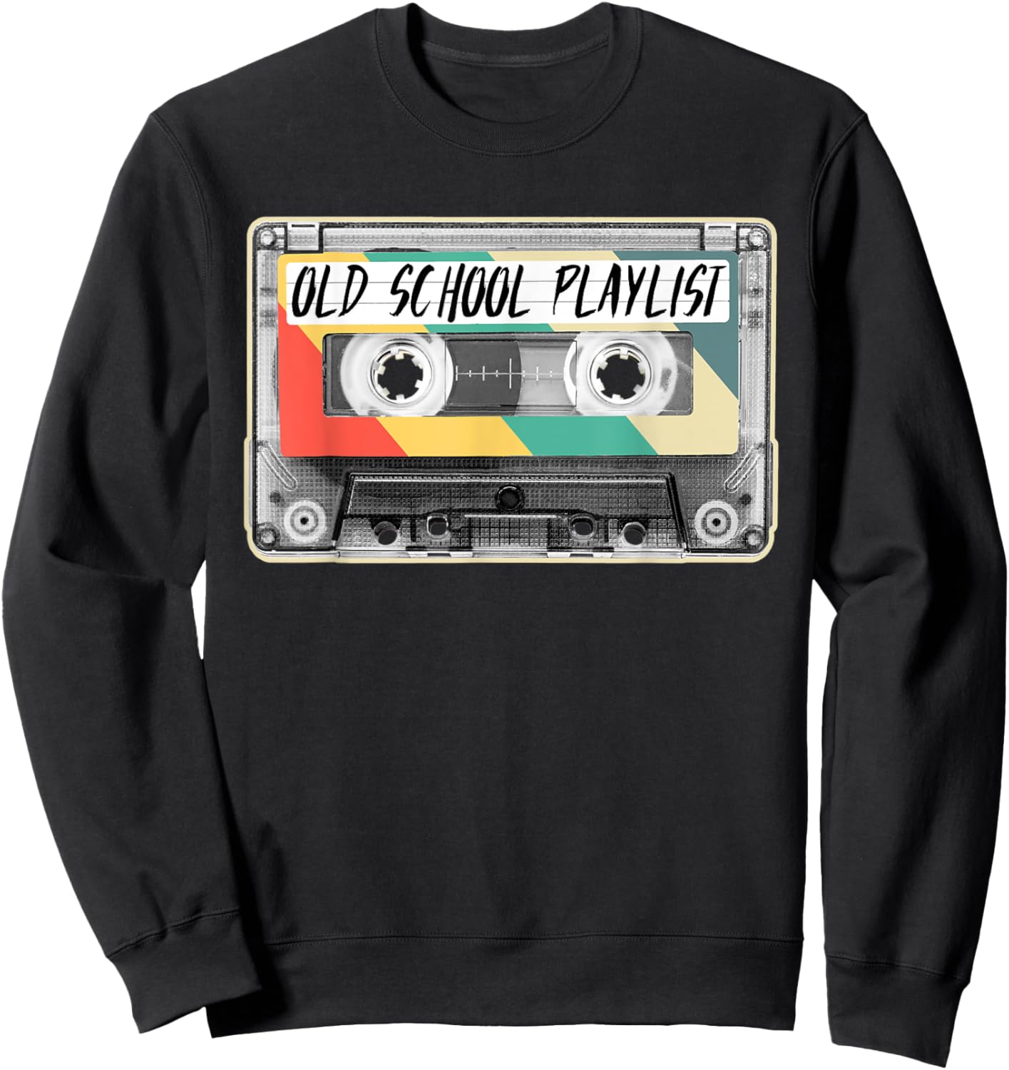 80s Cassette Tape Fashion Old School Playlist 1980s Costume Sweatshirt - Sweatshirt | Black