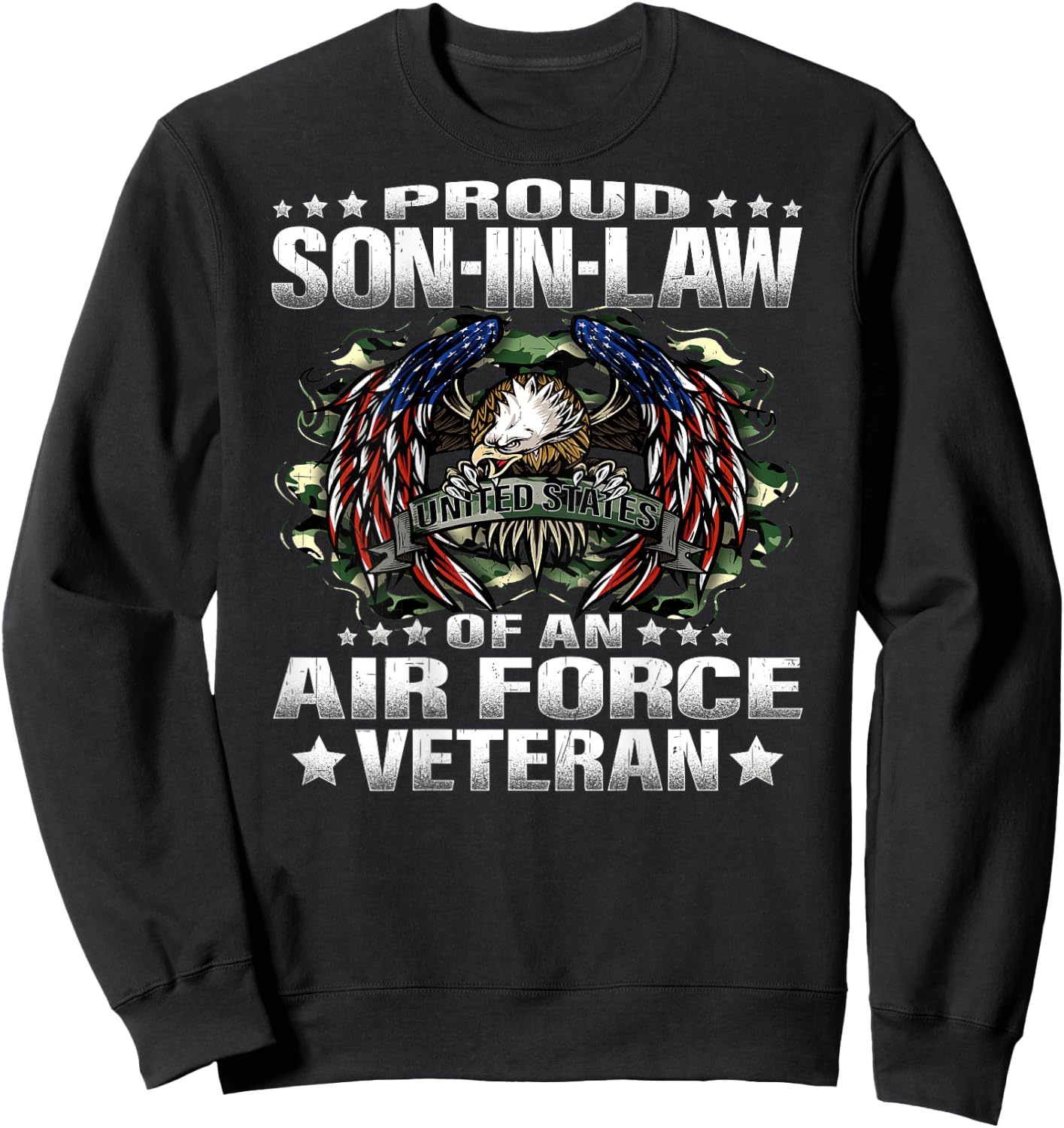 Proud Son-In-Law Of An Air Force Veteran Vet's Family Sweatshirt - Sweatshirt | Black