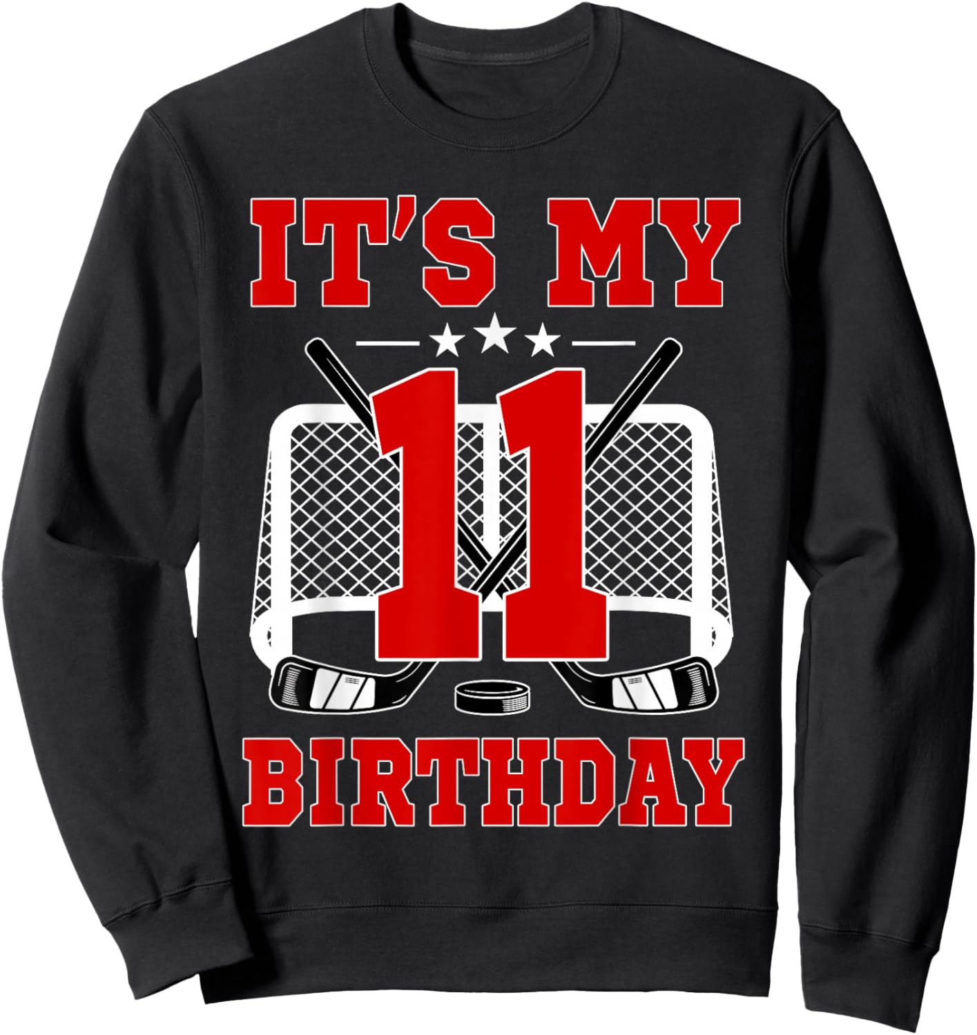 It's My 11th Birthday Girl Ice Hockey Theme 11 Year Old Sweatshirt - Sweatshirt | Black