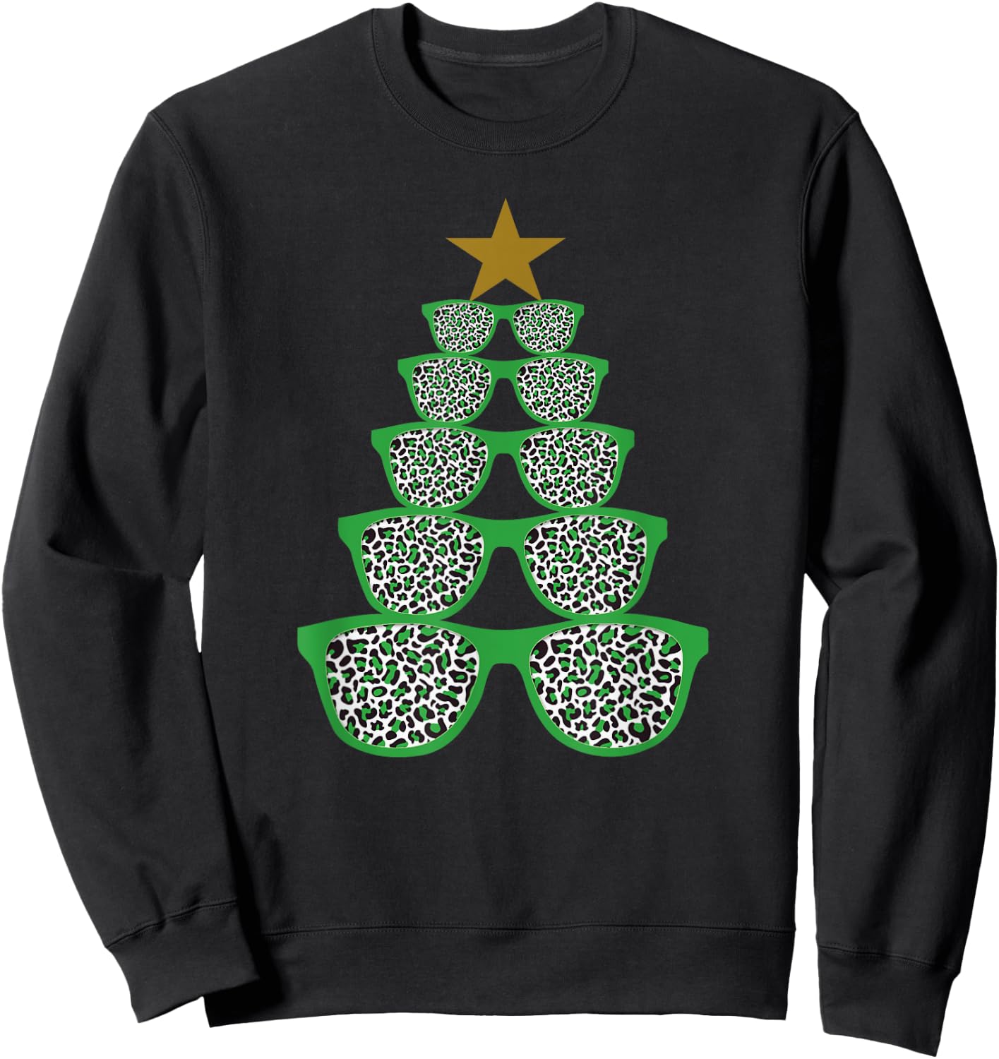 Cute Sunglasses Optometrist Christmas Tree Leopard Optician Sweatshirt - Sweatshirt | Black
