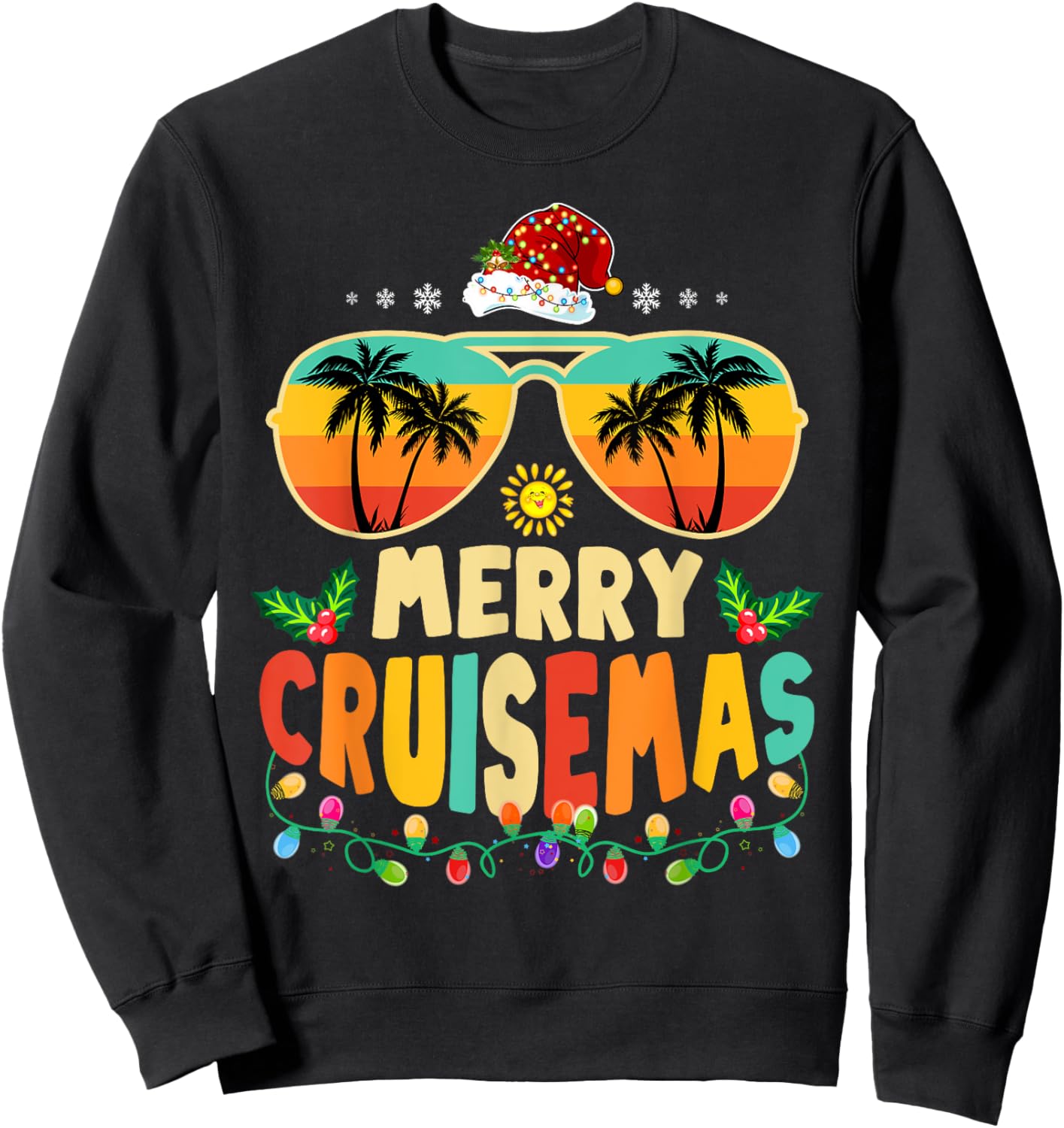 Merry Cruisemas 2025 Christmas Santa Reindeer Cruise Sweatshirt - Sweatshirt | Black