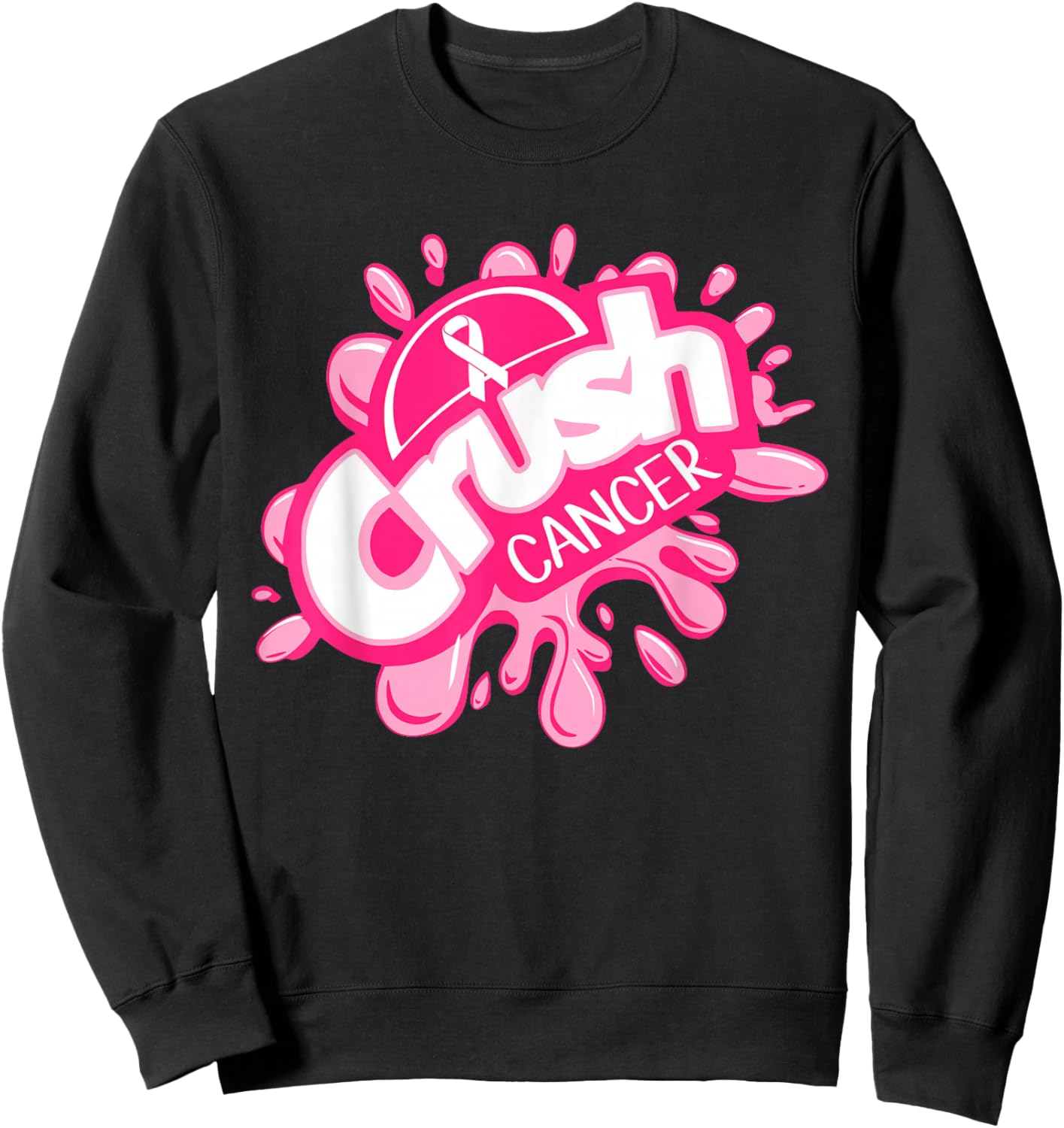 Crush Cancer Pinktober Ribbon Breast Cancer Awareness Sweatshirt - Sweatshirt | Black
