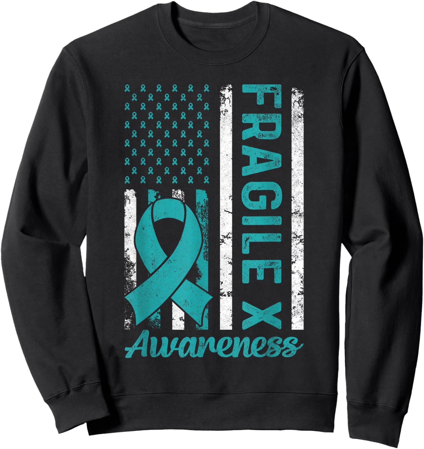 Fragile X Syndrome USA American Flag Fragile X Awareness Sweatshirt - Sweatshirt | Black