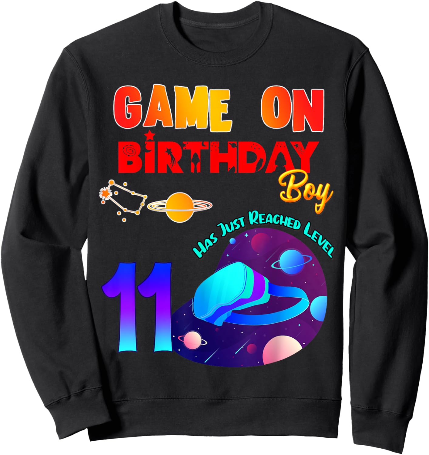 VR Virtual Reality Game On 11 Birthday Party Matching Outfit Sweatshirt - Sweatshirt | Black
