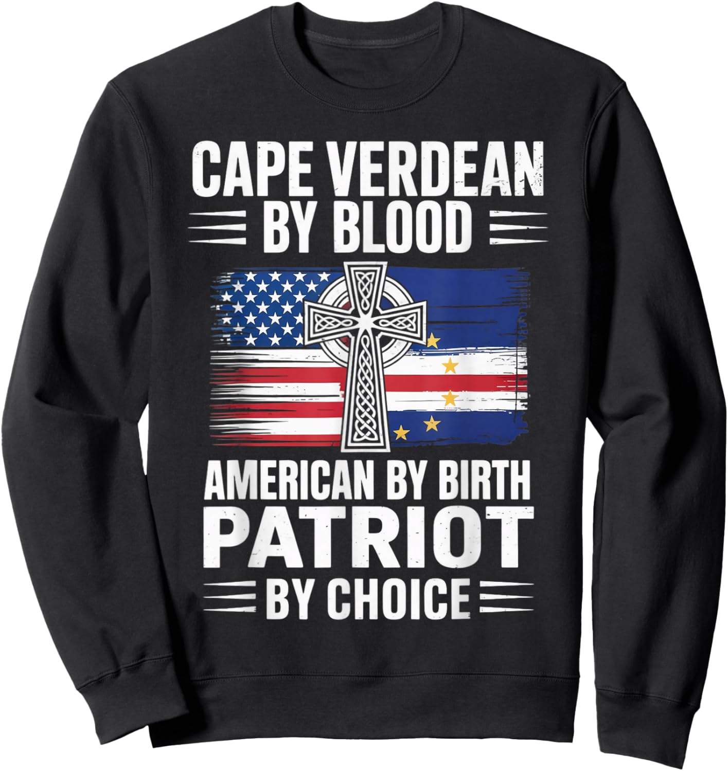 Blood American Cabo Verde Flag Pride Verdian Cape Verde Sweatshirt - Sweatshirt | Black