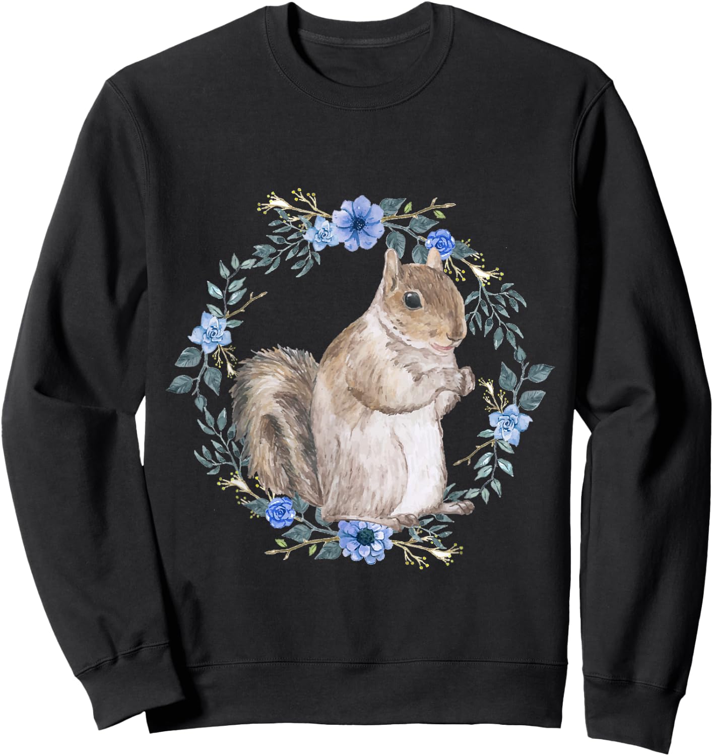 Flower Circle Squirrel Sweatshirt - Sweatshirt | Black