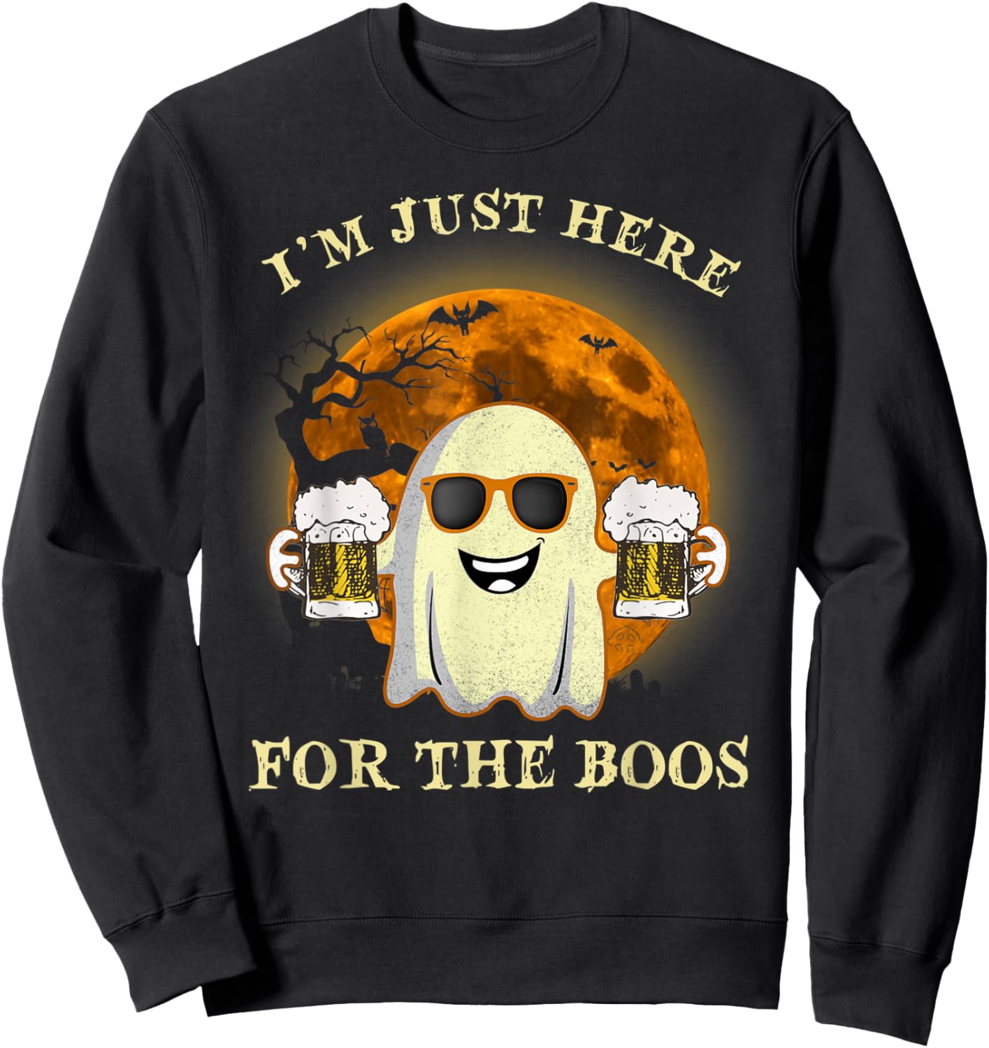 I'm Just Here For The Boos Ghost Beer Halloween Costume Sweatshirt - Sweatshirt | Black