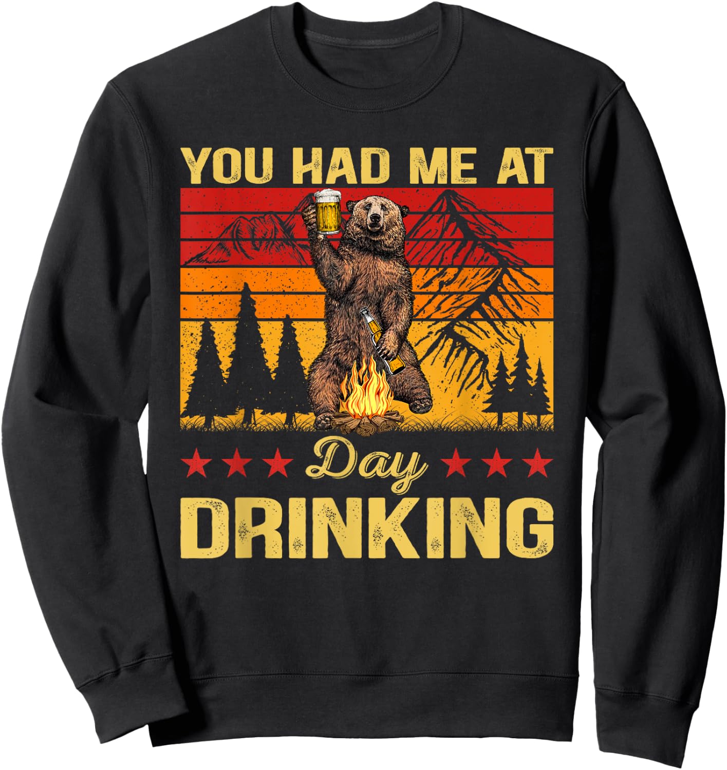 You Had Me At Day Drinking Vintage Bear Drinking Beer Sweatshirt - Sweatshirt | Black