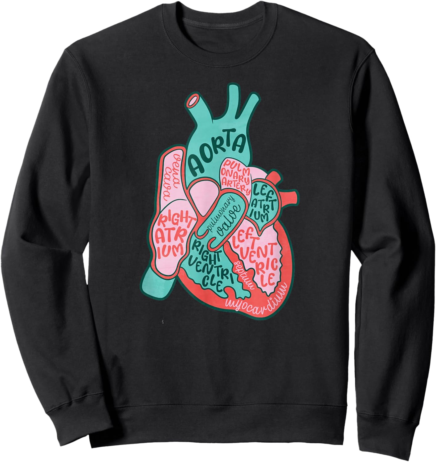 CVICU Cardiac Nurse Human Heart Anatomy Cardiology Biology Sweatshirt - Sweatshirt | Black