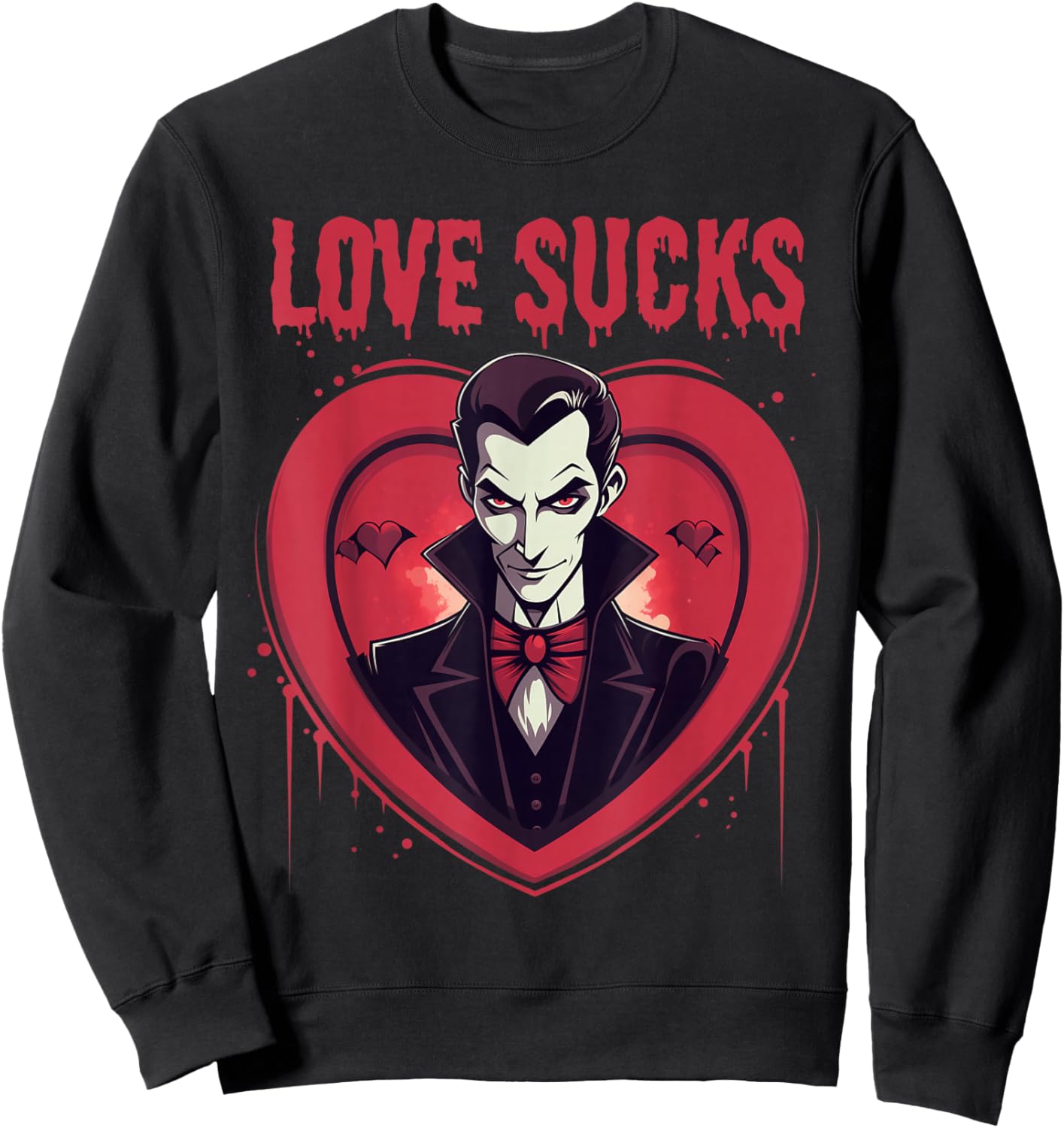 Valloween Love Sucks Vampire Anti Valentines Halloween Sweatshirt - Sweatshirt | Black