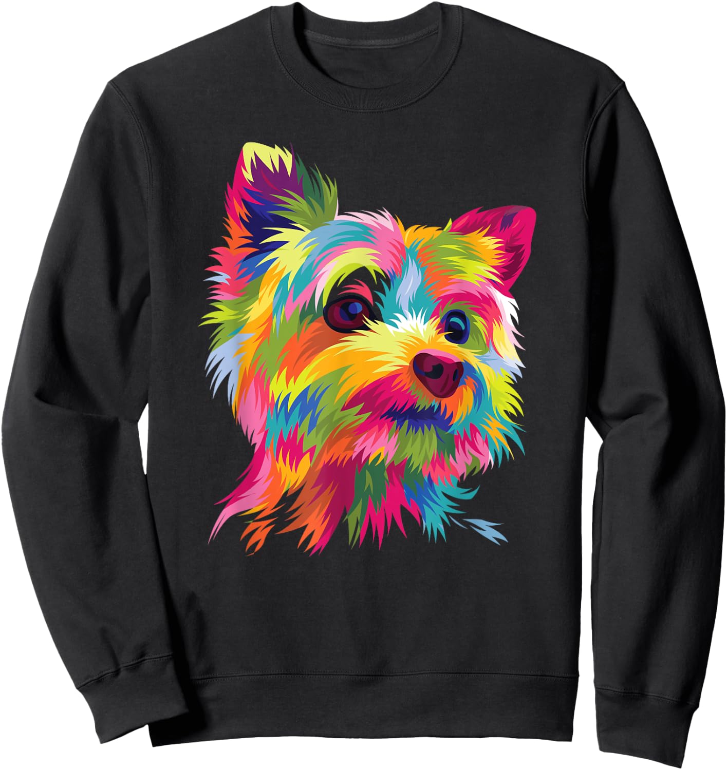 Colorful Pop Art Yorkshire Terrier Portrait Yorkie Lover Sweatshirt - Sweatshirt | Black