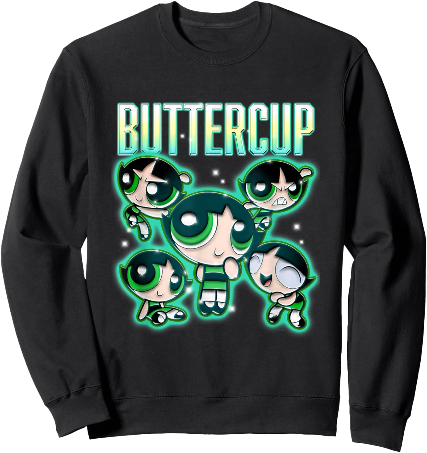 The Powerpuff Girls Buttercup Chrome Multi Pose Sweatshirt - Sweatshirt | Black