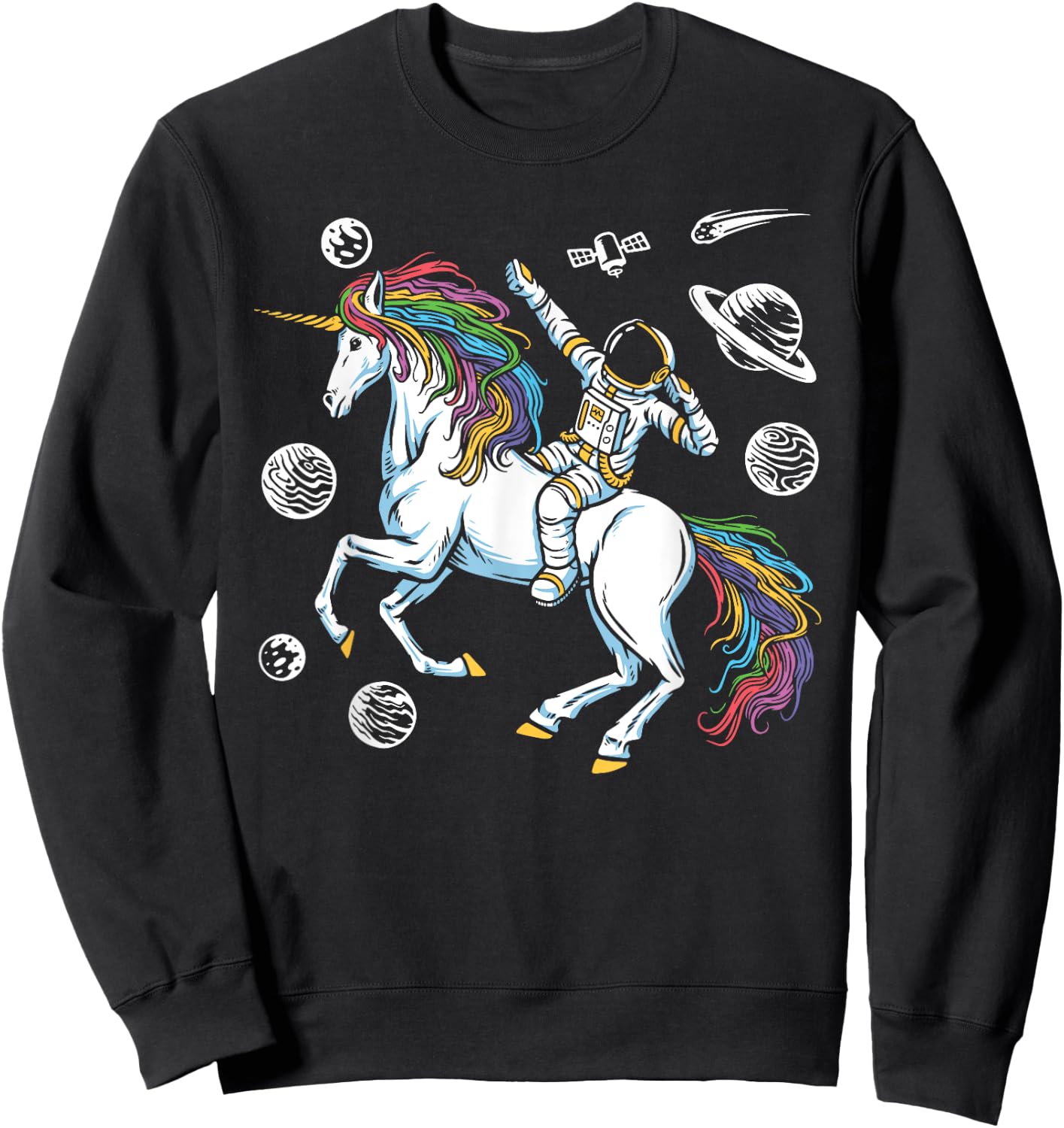 Magical Unicorn Girls Cosmonaut Gift Space Travel Astronaut Sweatshirt - Sweatshirt | Black