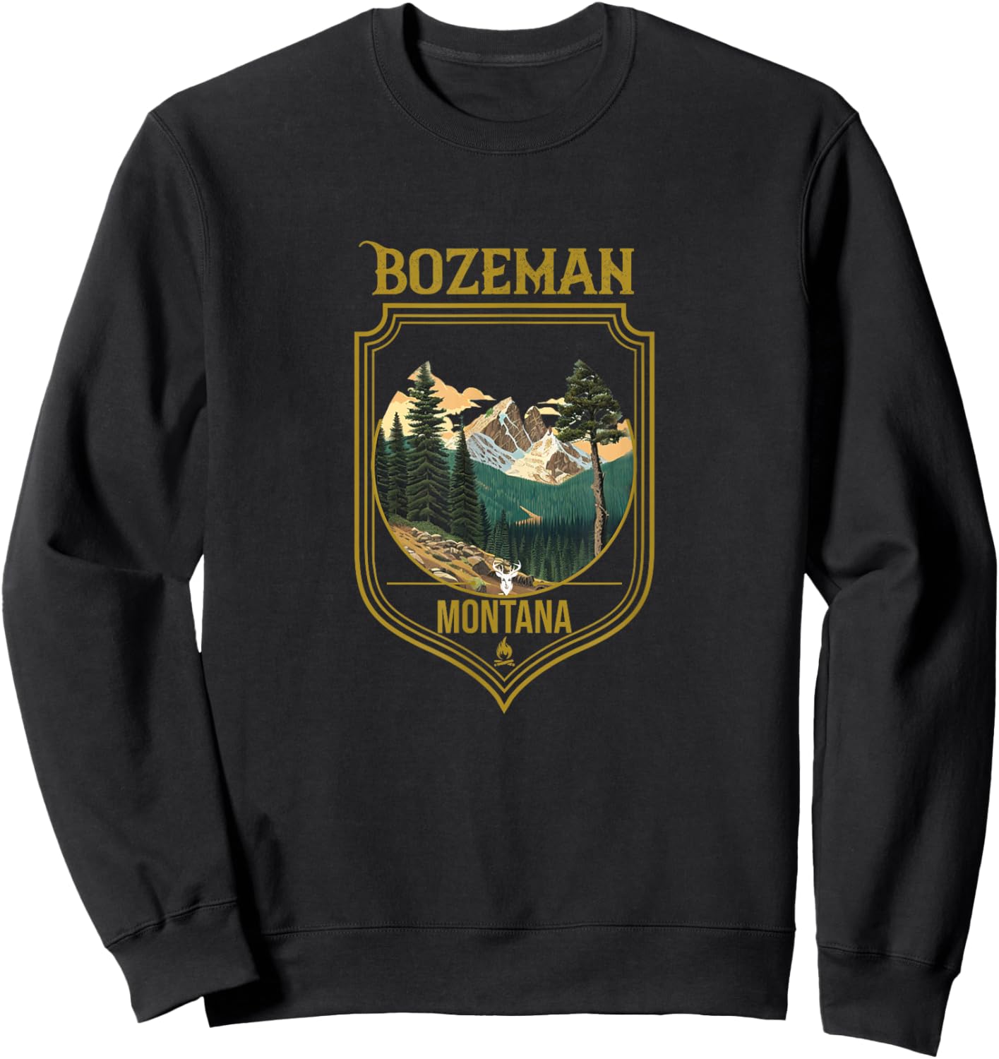 Bozeman Souvenir Apparel - Bozeman Hiking Sweatshirt - Sweatshirt | Black