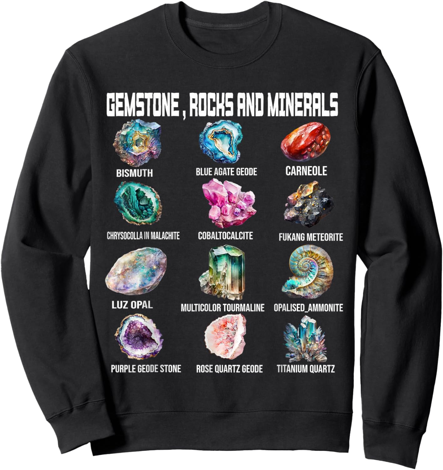 Gemstone Minerals Geology Earth Scientists Rock Collector Sweatshirt - Sweatshirt | Black