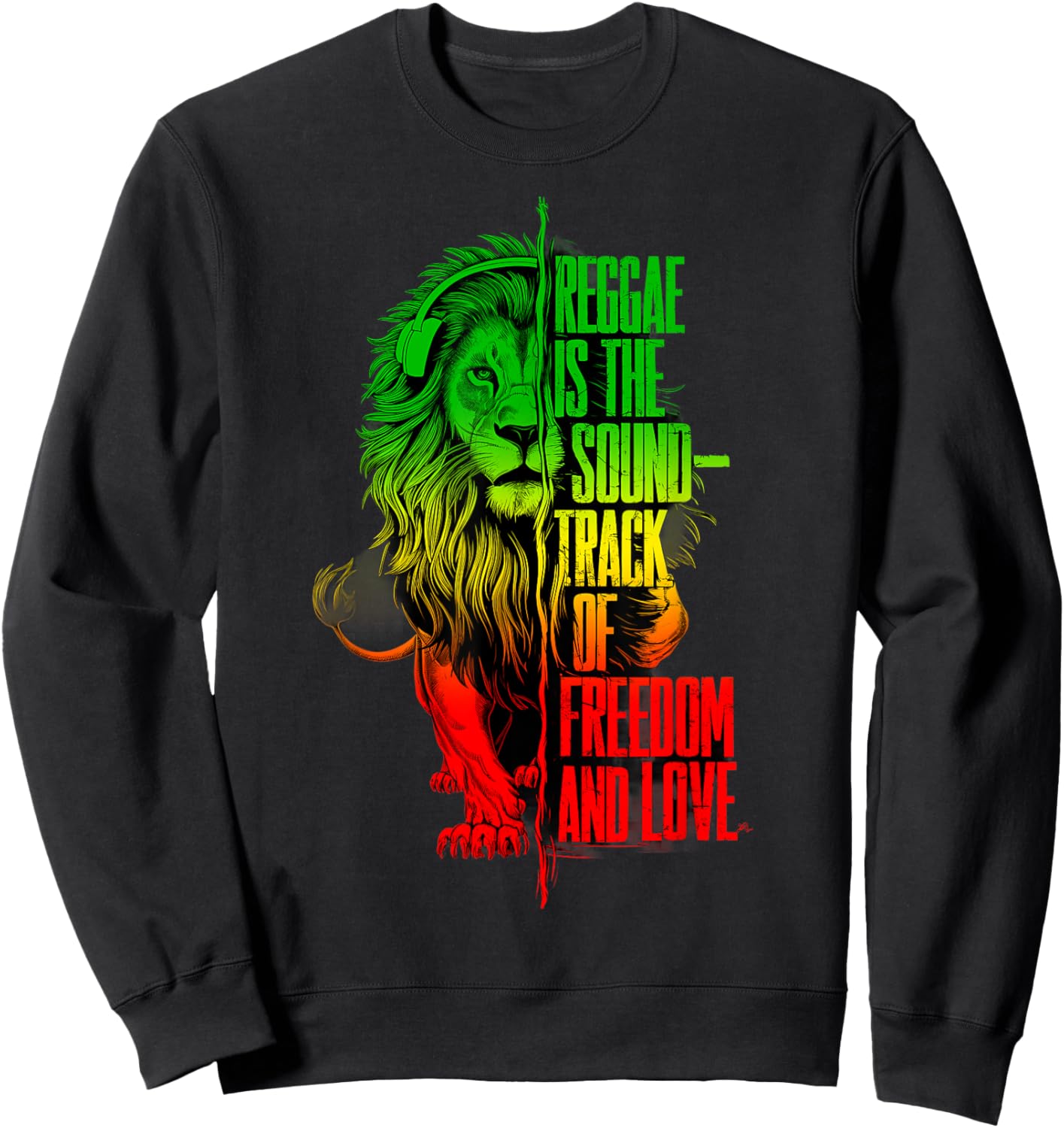 Rasta Reggae Lion Of Judah Reggae Music Headphones Sweatshirt - Sweatshirt | Black