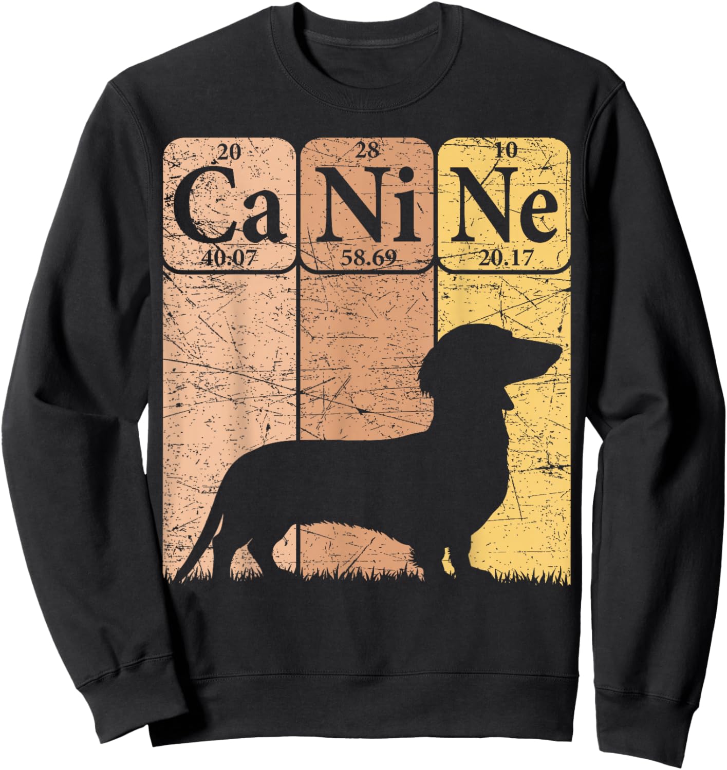 Dachshund Dog Periodic Table Elements Dog Lover Canine Sweatshirt - Sweatshirt | Black