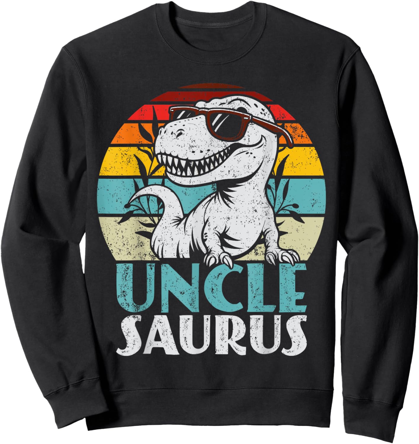 Unclesaurus T-Rex Dinosaur Uncle Saurus Family Matching Sweatshirt - Sweatshirt | Black
