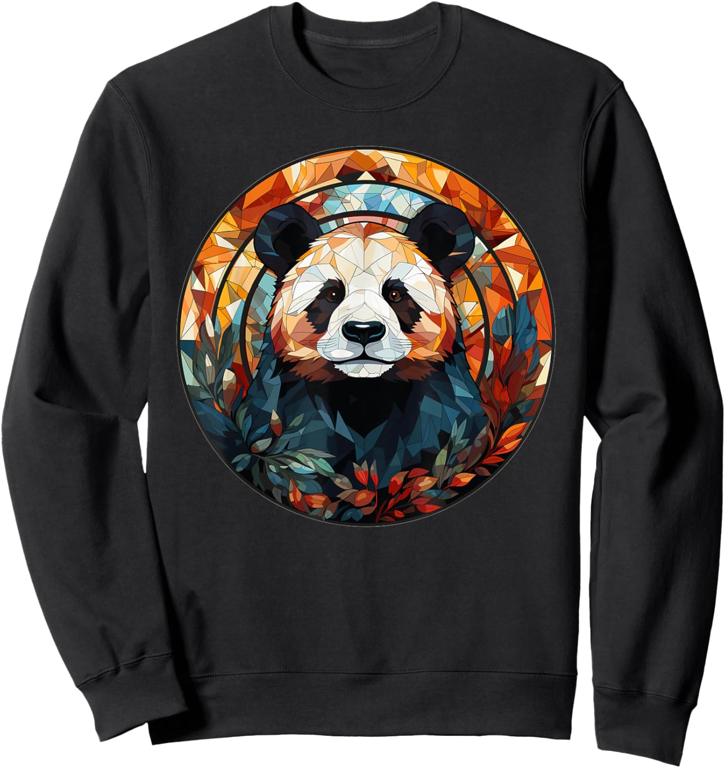 Aesthetic Stained Glass Panda Sweatshirt - Sweatshirt | Black