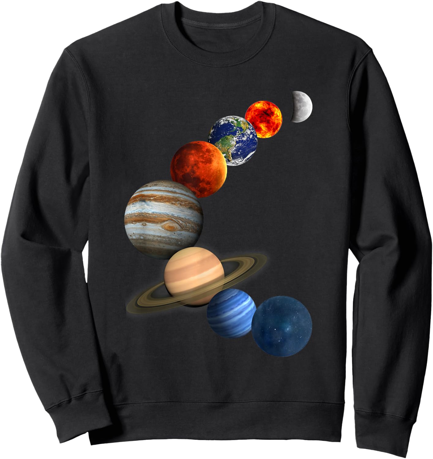 Solar System T Shirt The Planets in Our Galaxy Sweatshirt - Sweatshirt | Black