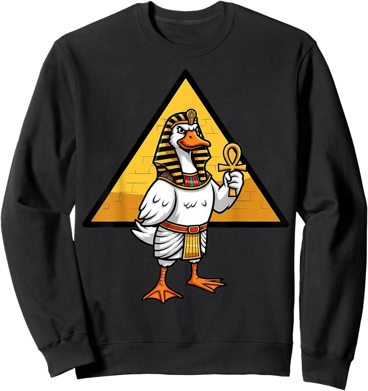 Egyptian Goose Pharaoh Ancient Egypt Pyramid Ankh Sweatshirt - Sweatshirt | Black