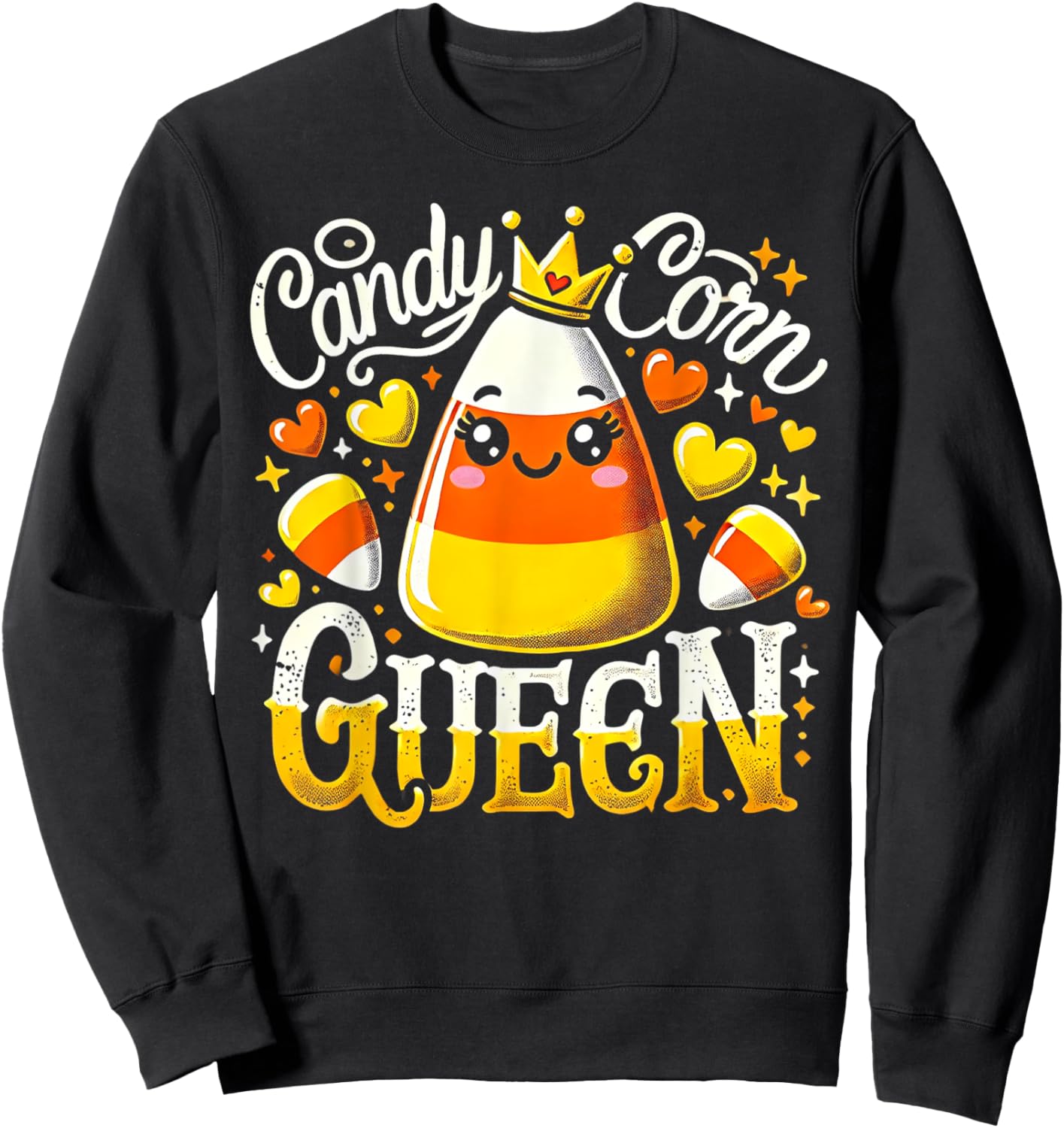 Candy Corn Queen Halloween Party Cute Costume Funny Sweatshirt - Sweatshirt | Black