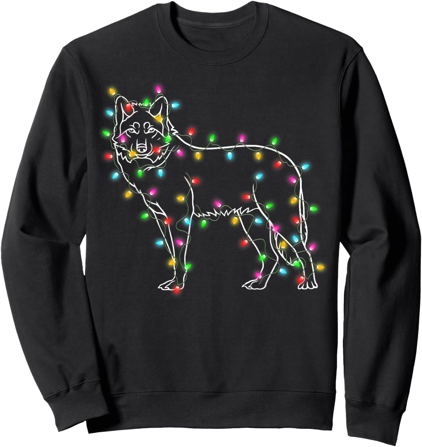 Wolfs Tree Christmas Sweater Xmas Pet Animal Wolf Lover Gift Sweatshirt - Sweatshirt | Black