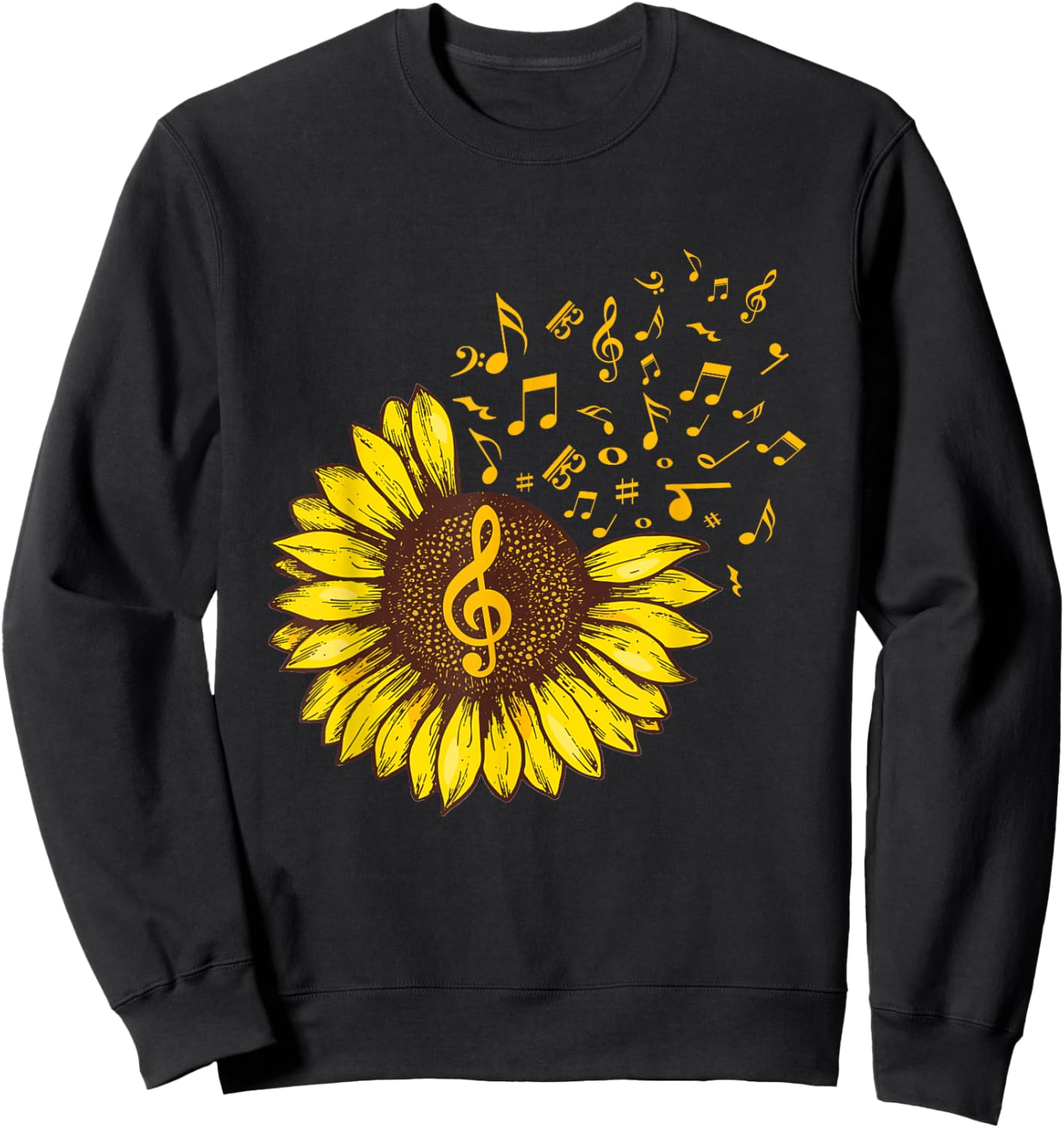 Sunflower Music Note Music Lovers Sweatshirt - Sweatshirt | Black