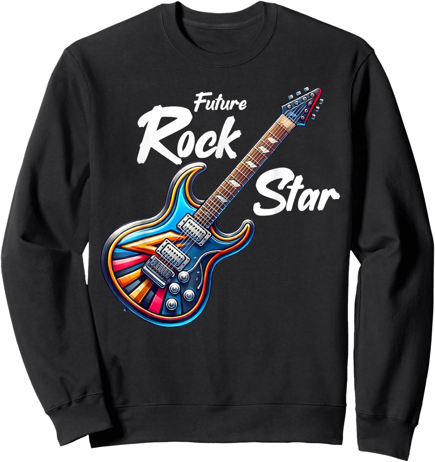 Future Rock Star, Guitar Band, Funny Rock, Girls Boys Kids Sweatshirt - Sweatshirt | Black