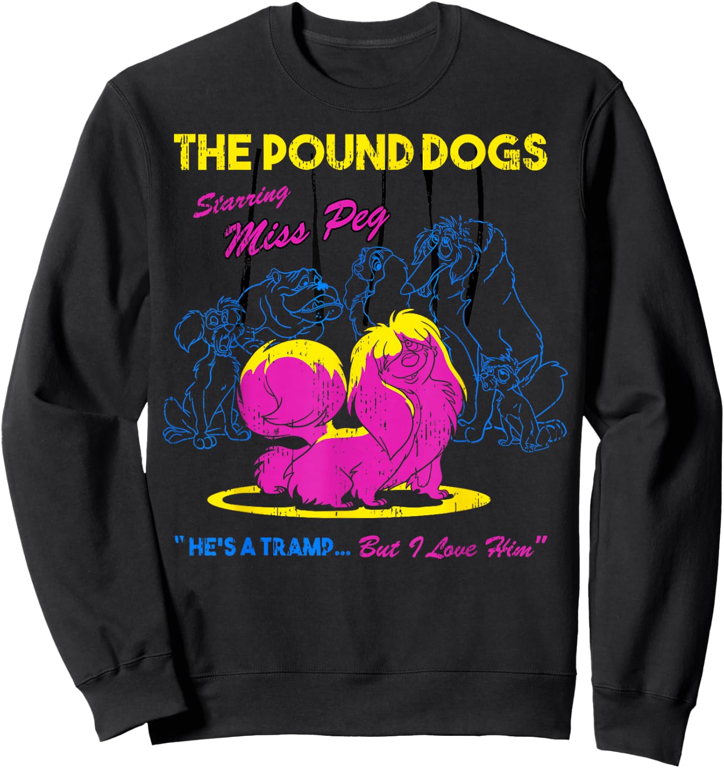 Disney The Lady And The Tramp Miss Peg Neon Portrait Sweatshirt - Sweatshirt | Black