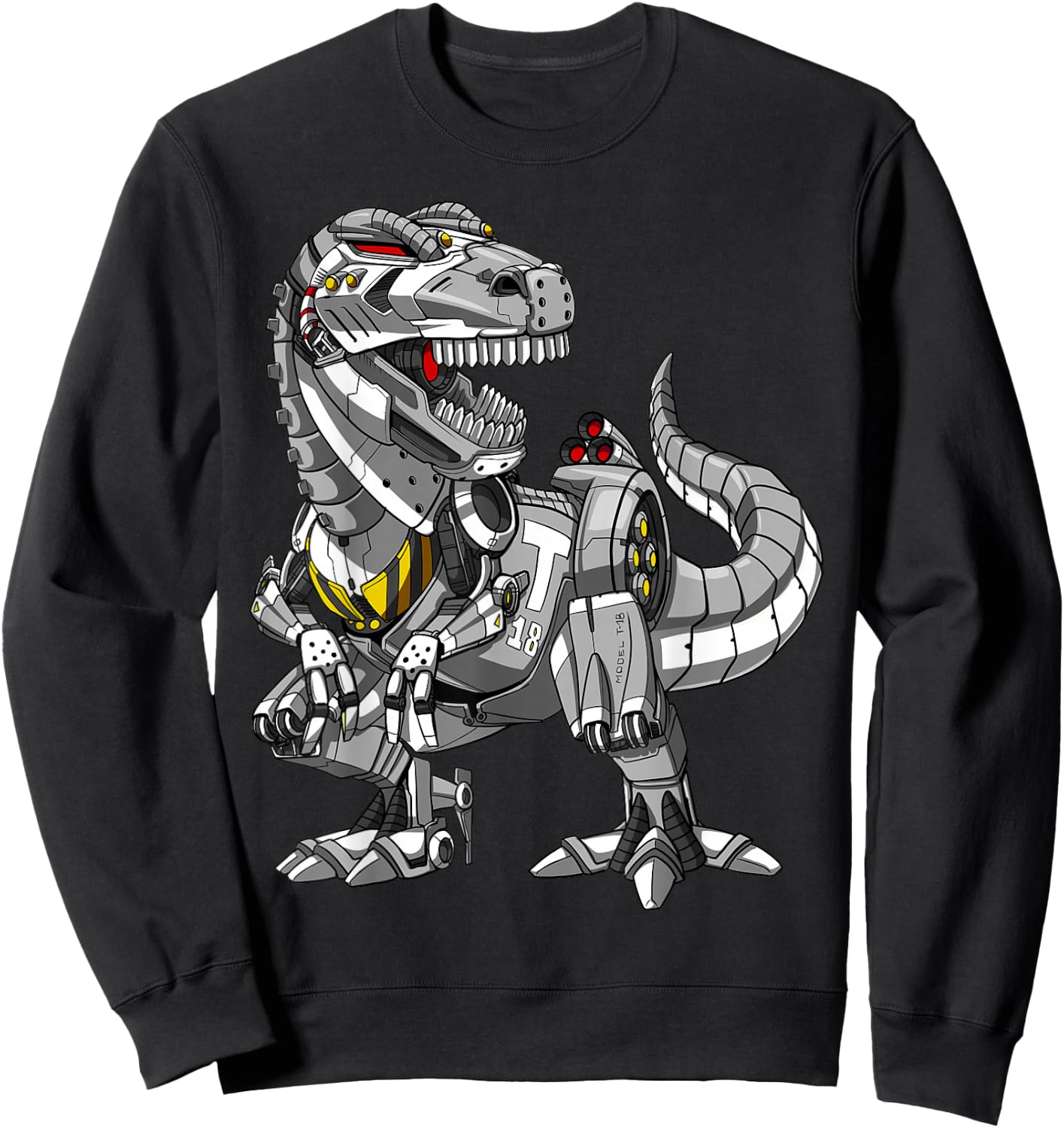 T-Rex Dinosaur Robot Dinosaur Monster Sweatshirt - Sweatshirt | Black