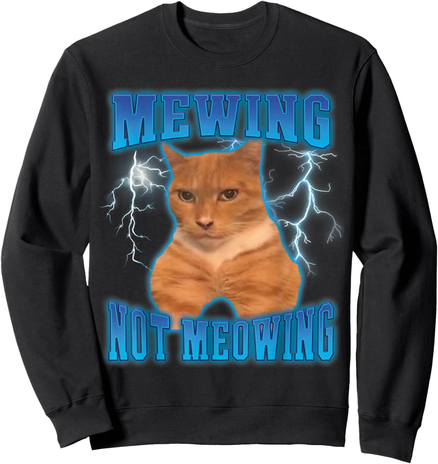Cat Mewing Meme Cat Mewing Not Meowing Sweatshirt - Sweatshirt | Black