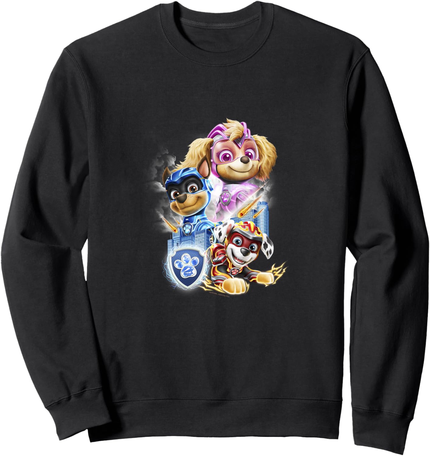 Kids PAW Patrol: The Mighty Movie Skye Chase Marshall Logo Sweatshirt - Sweatshirt | Black