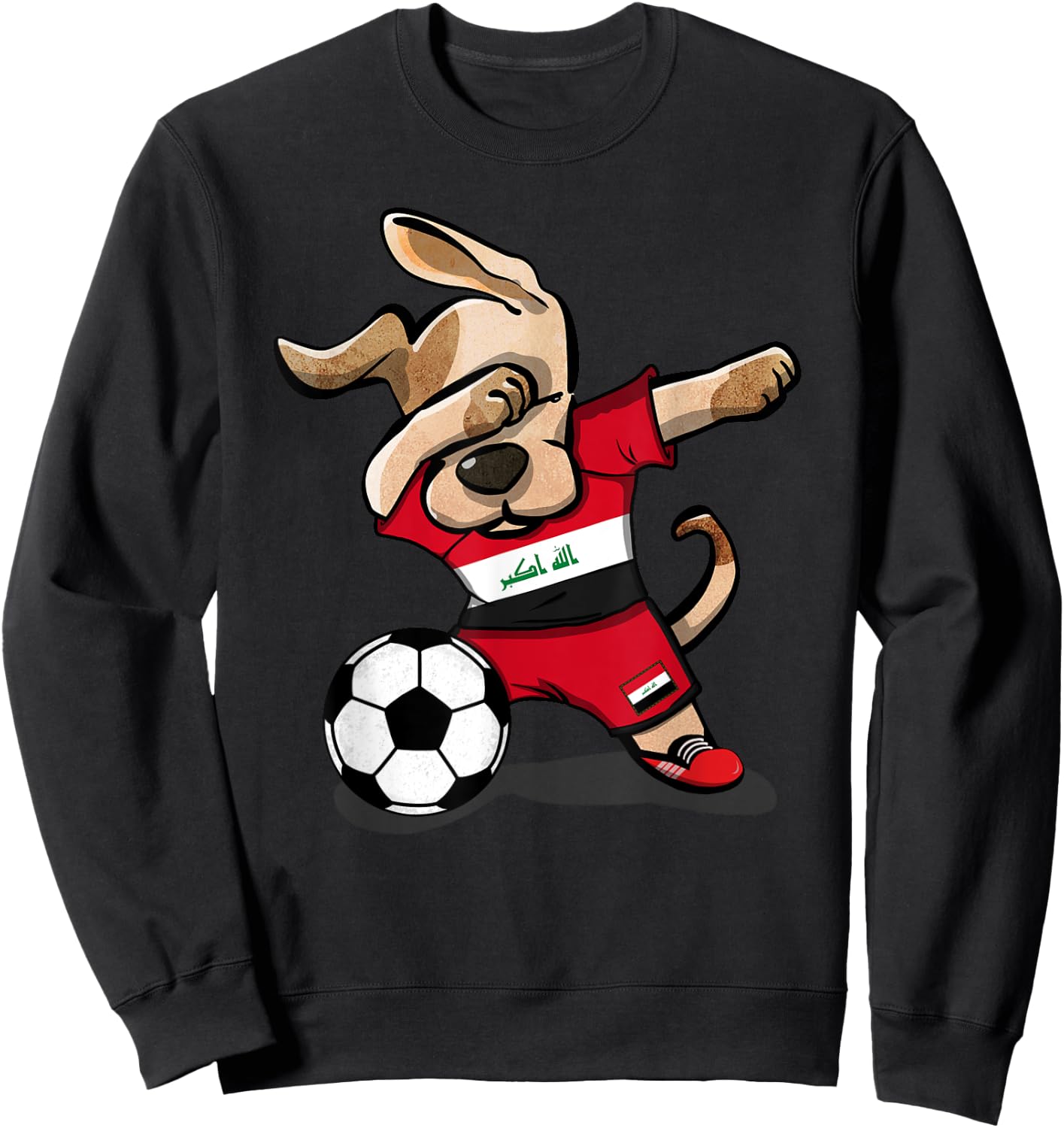 Dabbing Dog Iraq Soccer Fans Jersey Iraqi Football Lovers Men Women Girls Kids Sweatshirt - Sweatshirt | Black