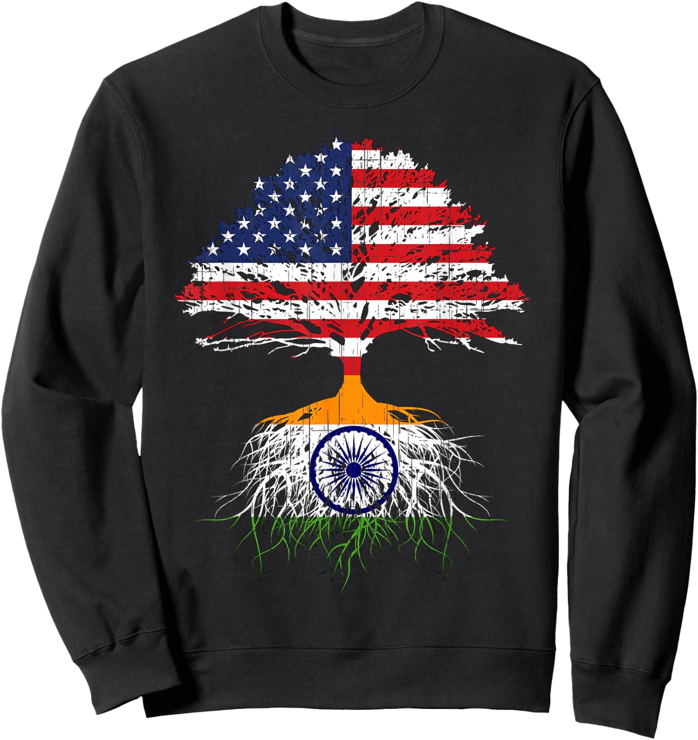 India Roots Flag Shirt Naturalization Gift Person from India Sweatshirt - Sweatshirt | Black