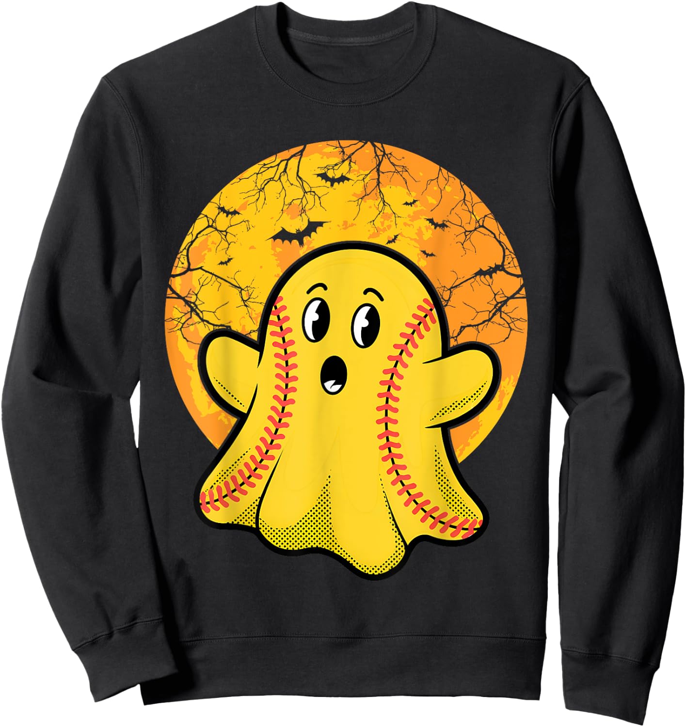Softball Ghost Softball Lover Halloween Costume Sweatshirt - Sweatshirt | Black
