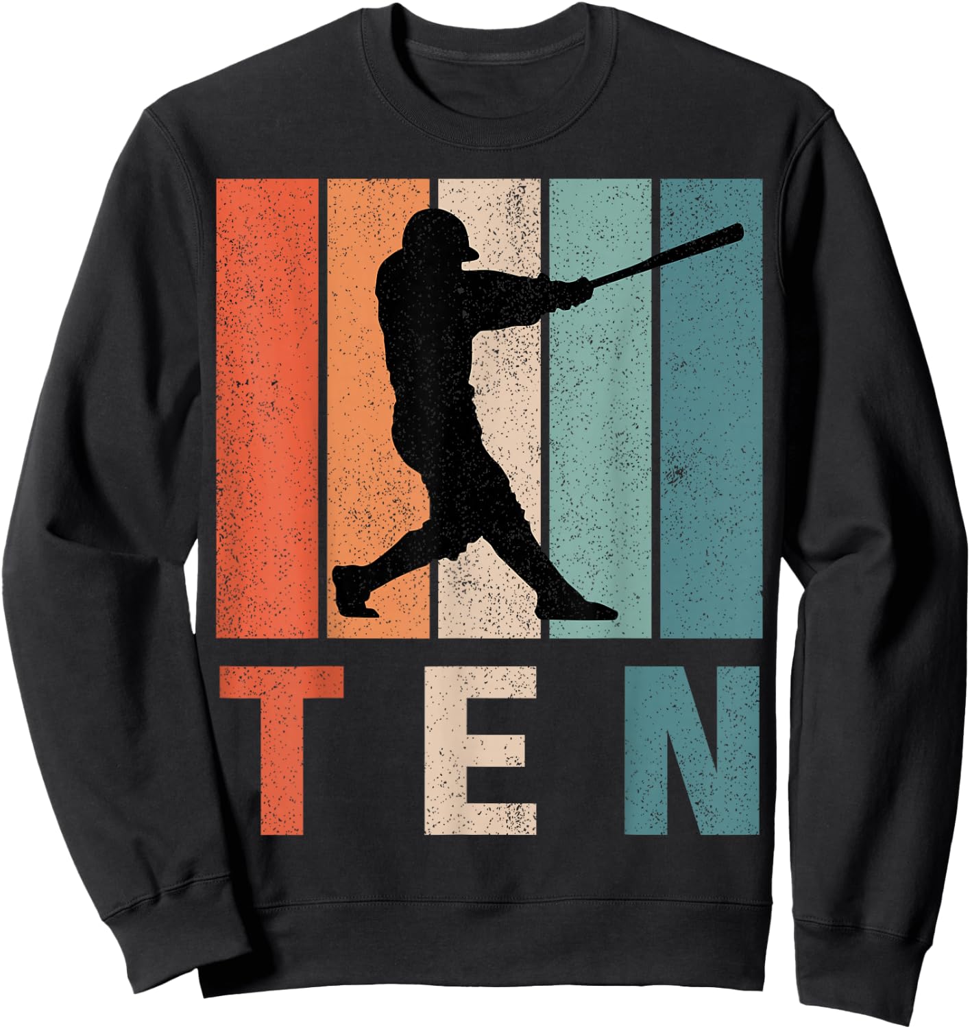10th Birthday Retro Baseball Player Boys Kids 10 Years Old Sweatshirt - Sweatshirt | Black