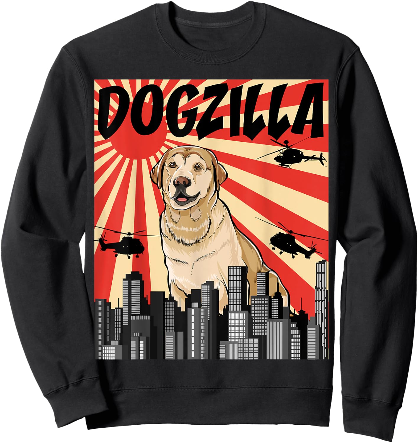 Funny Retro Japanese Dogzilla Labrador Retriever Dog Sweatshirt - Sweatshirt | Black