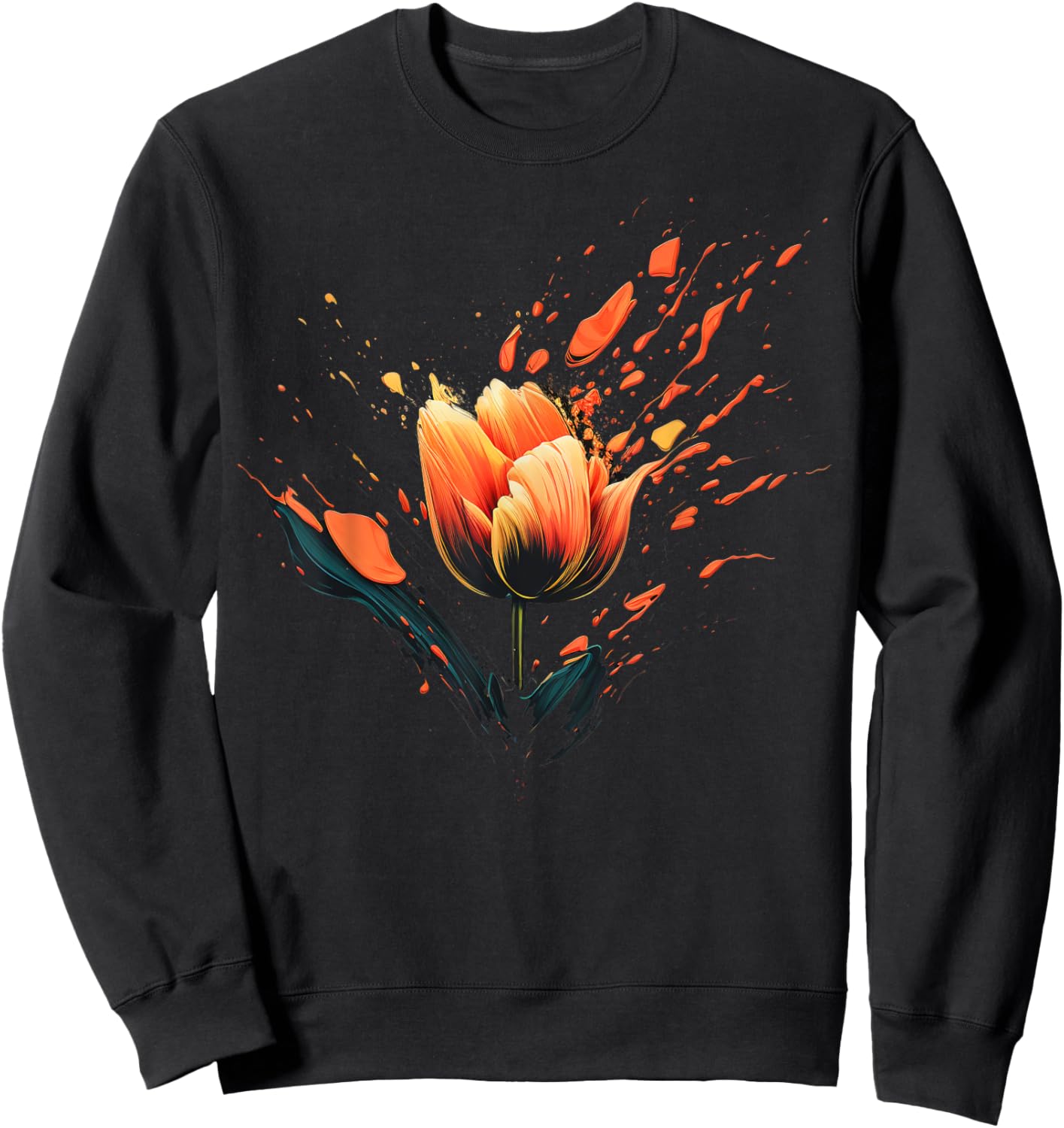 Shattered Tulip flower with Tulip petals Sweatshirt - Sweatshirt | Black