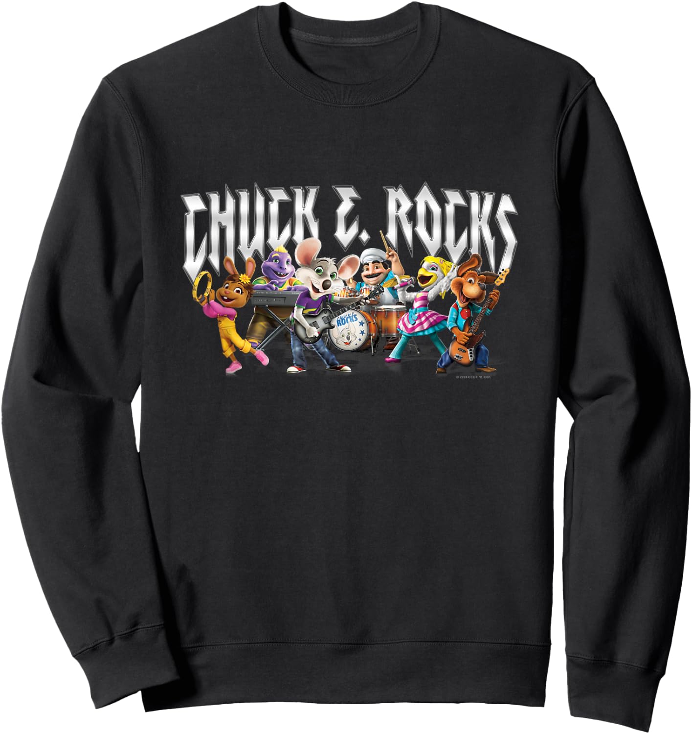 Chuck E. Cheese Chuck E. Rock Band Group Shot Chest Logo Sweatshirt - Sweatshirt | Black
