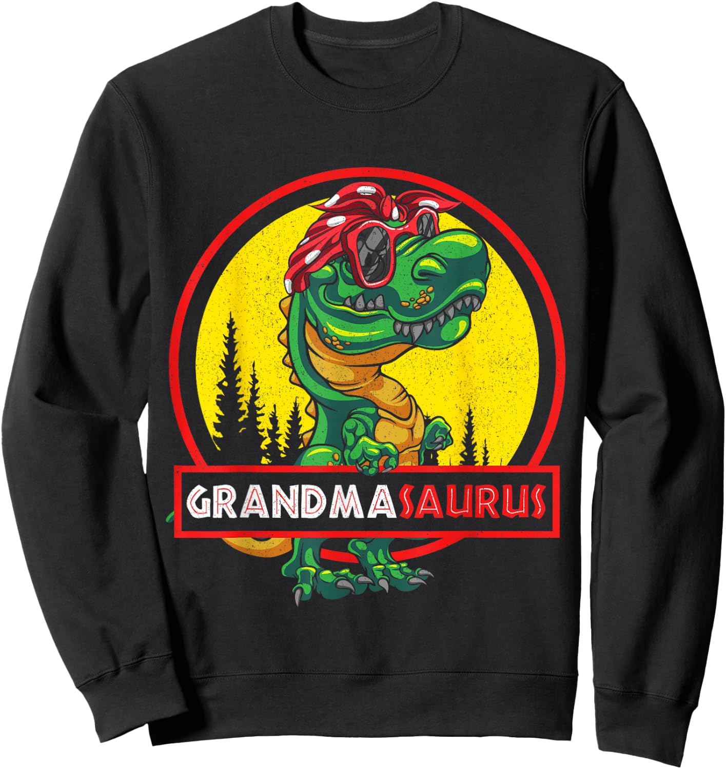 Grandmasaurus T rex Grandma Saurus Dinosaur Family Matching Sweatshirt - Sweatshirt | Black