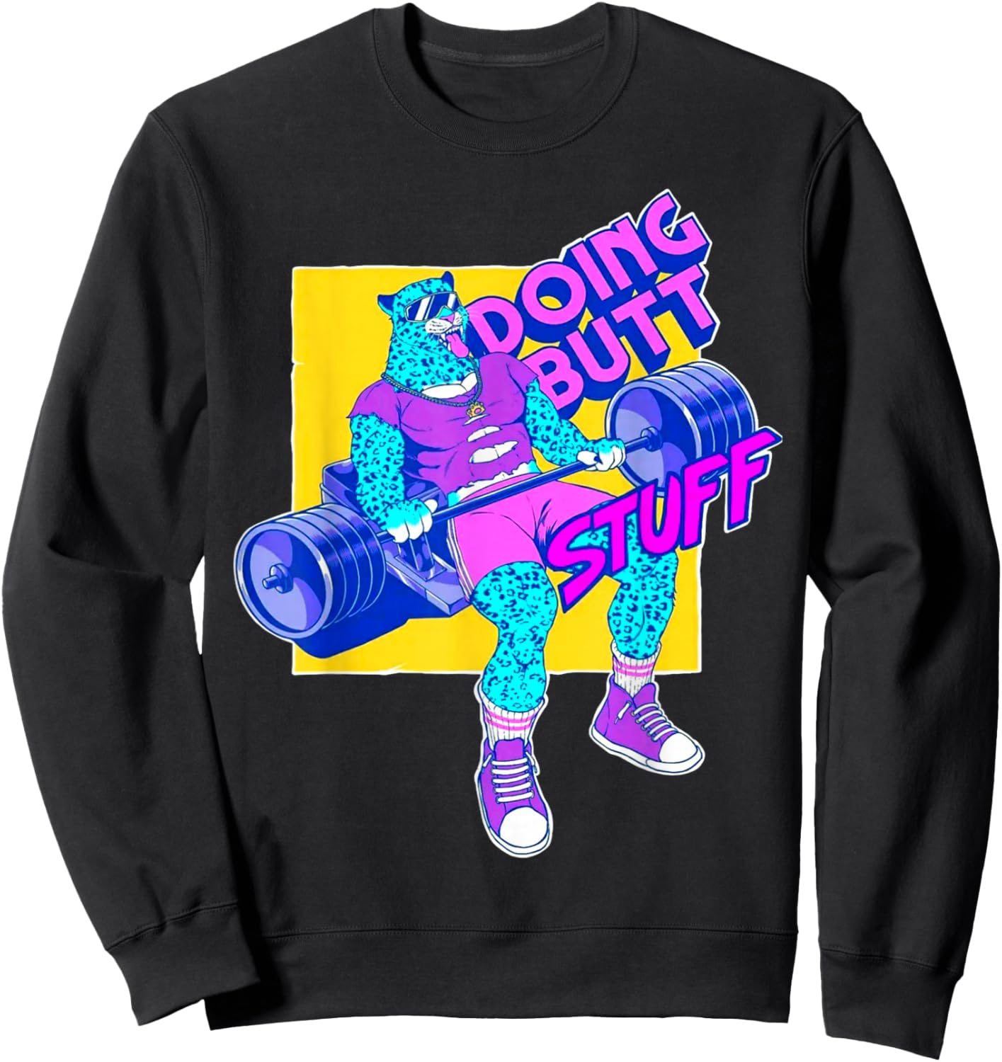 Funny Doing Stuff Workout Bodybuilding Fitness Gym Muscle Sweatshirt - Sweatshirt | Black