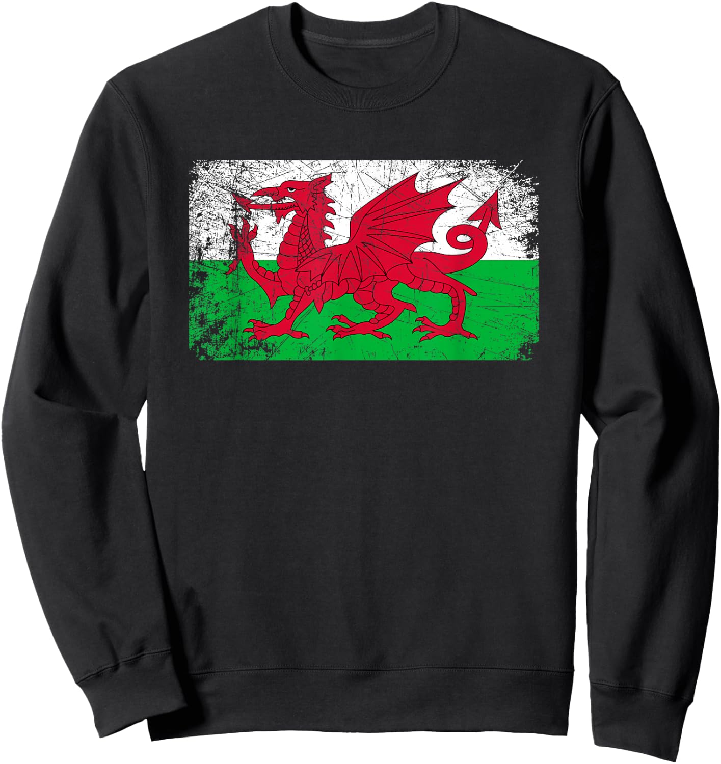 Vintage Made in Wales Welsh Flag Gift Sweatshirt - Sweatshirt | Black