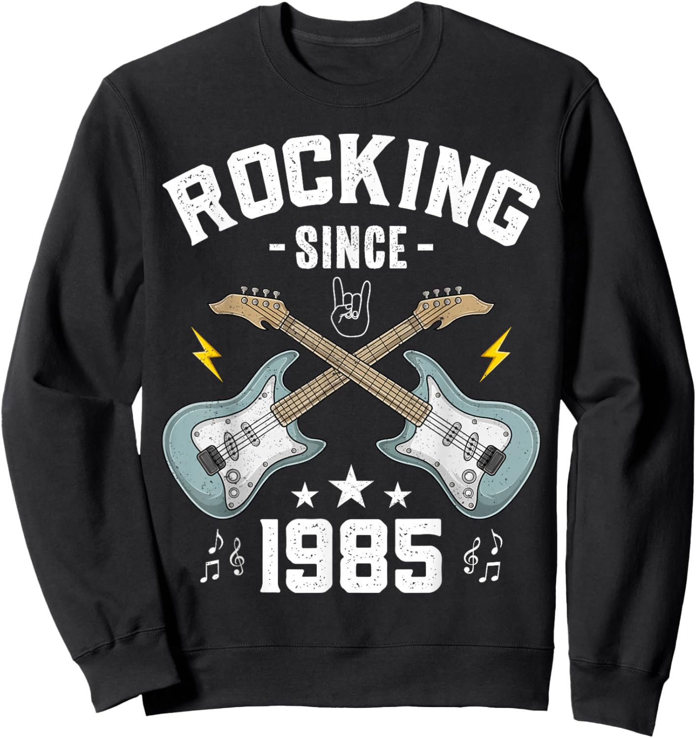 Rocking Since 1985 Vintage Guitar 40th Birthday Sweatshirt - Sweatshirt | Black