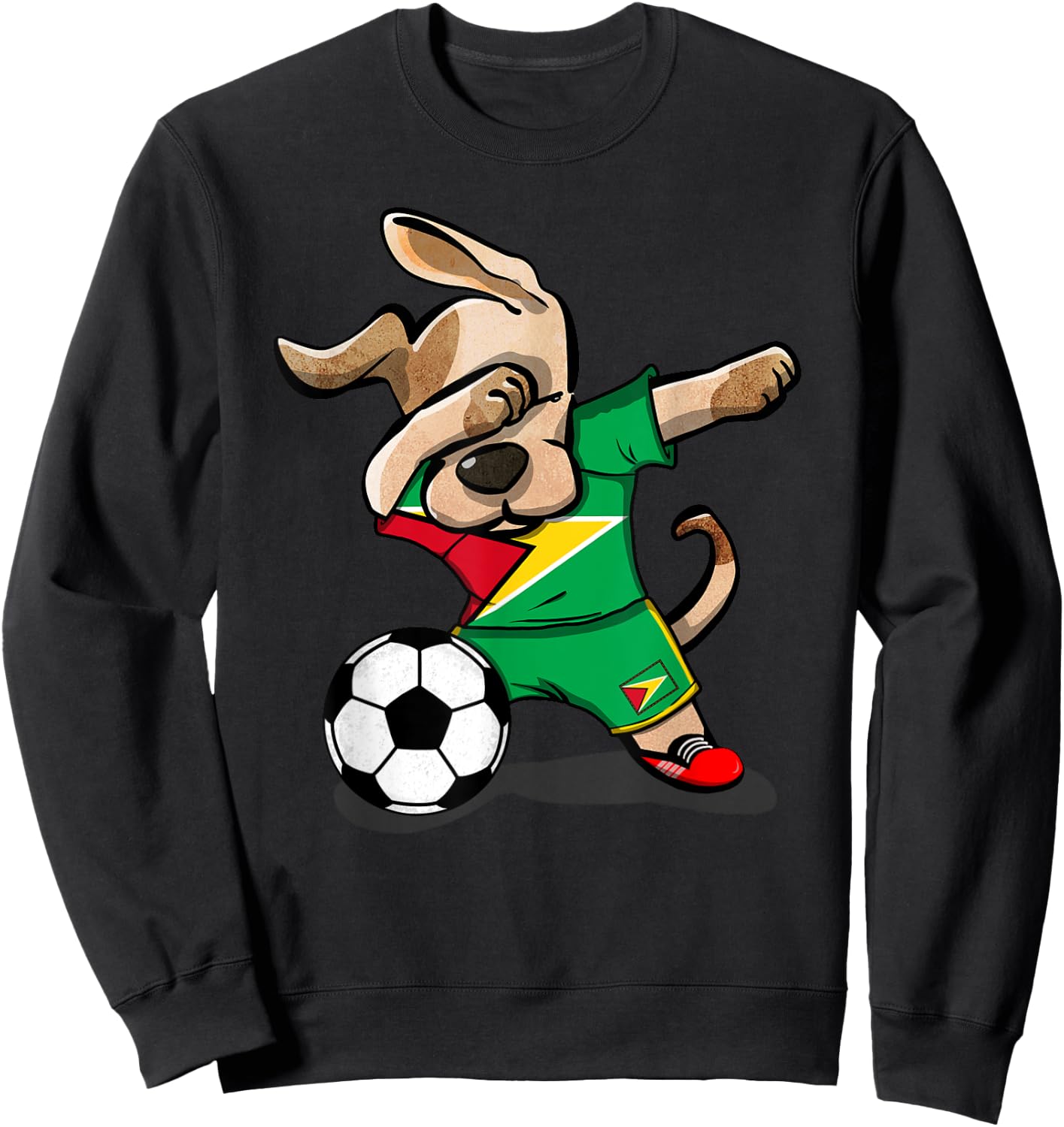 Dog Dabbing Guyana Soccer Jersey Shirt Guyanese Football Men Women Kids Sweatshirt - Sweatshirt | Black