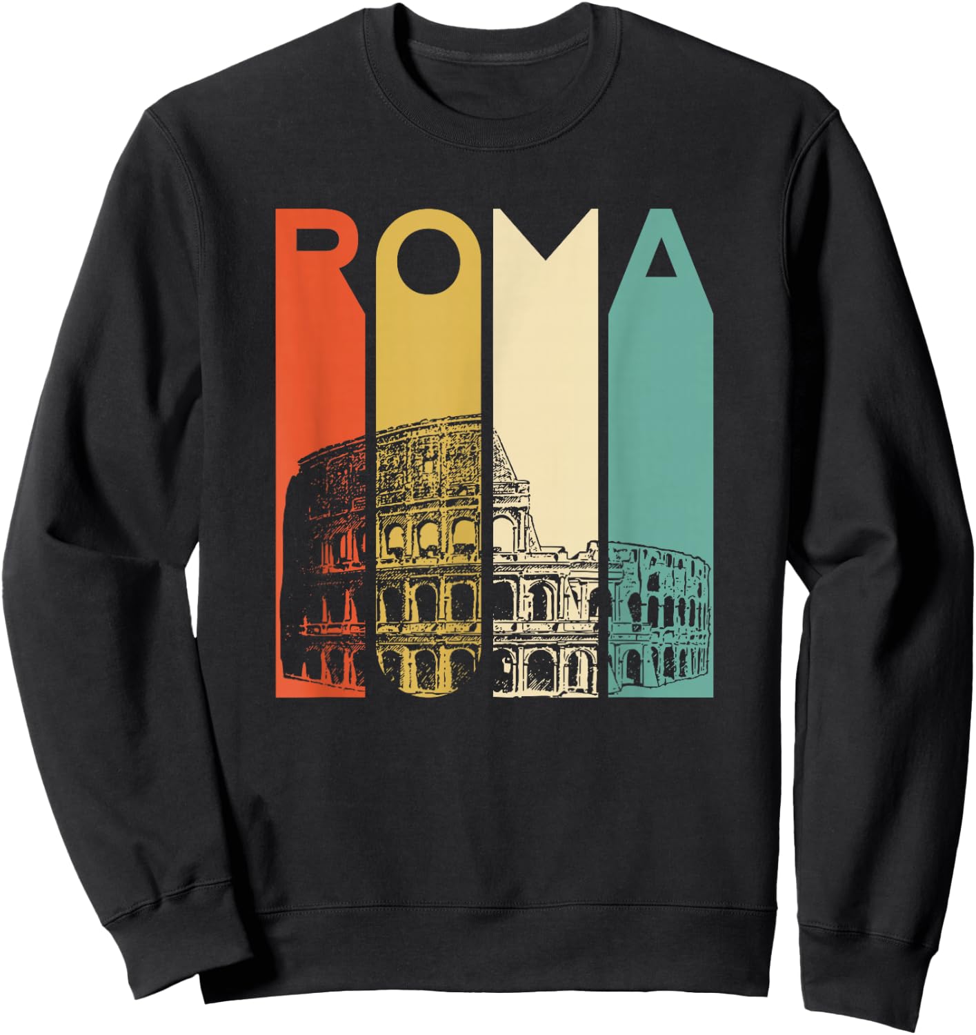 Rome Italy Roma Italian Retro Colosseum Architecture Sweatshirt - Sweatshirt | Black